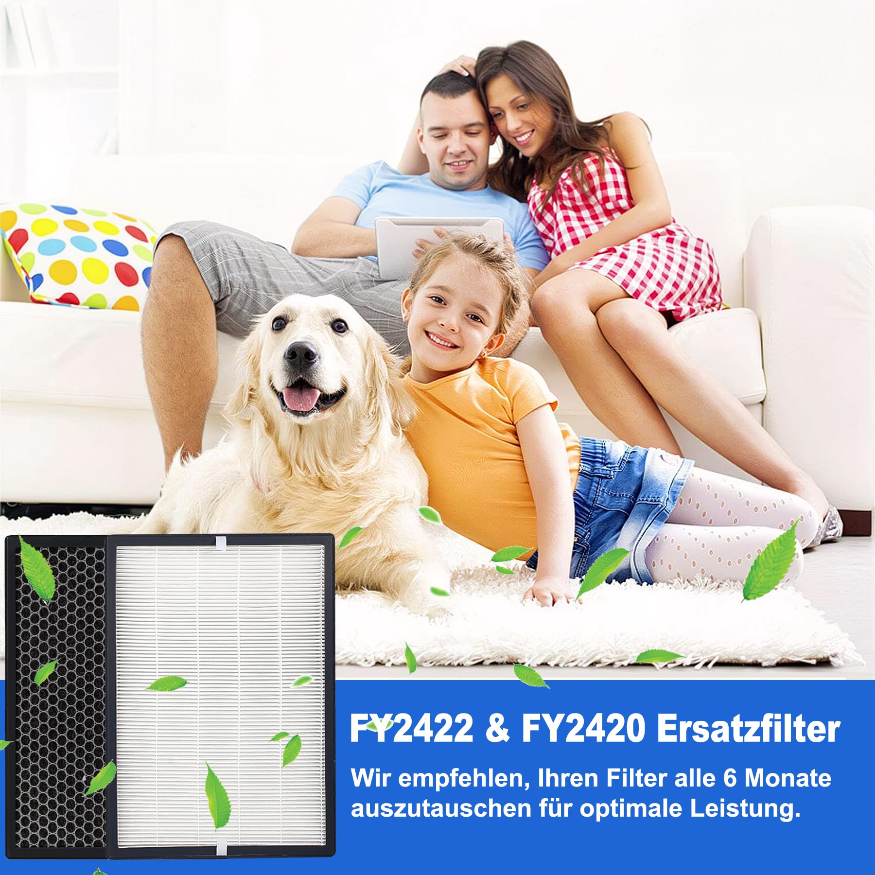 FY2420/30 filtr zamienny kompatybilny z Philips AC2882, AC2887, AC2889 & AC3829, seria 2000 i 3000, zamiennik filtra FY2422 i FY2420, łącznie z 1 filtrem HEPA, 1 filtrem z węglem aktywnym.