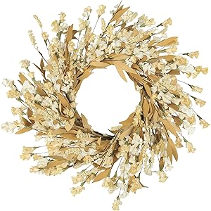 Artgar Fall Wreath, Fall Wreaths for Front Door, 24 in Fall Decor Floral Wreath, Door Wreaths for Front Door Outside All Season for Thanksgiving Home Indoor Outdoor Wall Decor (Wheat)