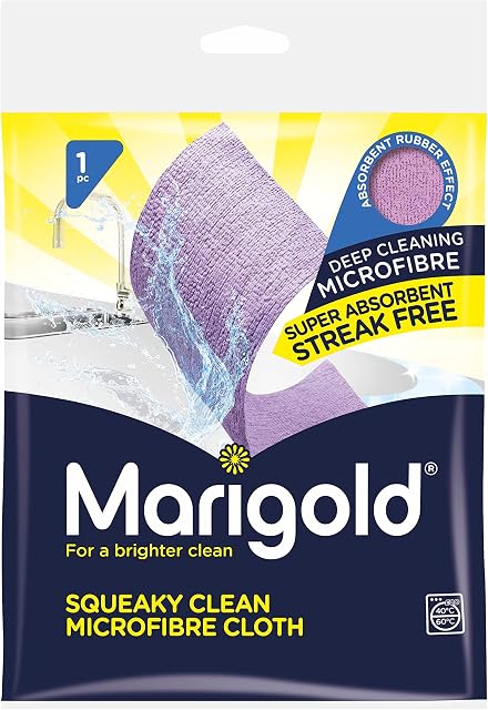 Marigold Squeaky Clean Microfibre Streak Free Cloth, 25 Single Packs,Purple
