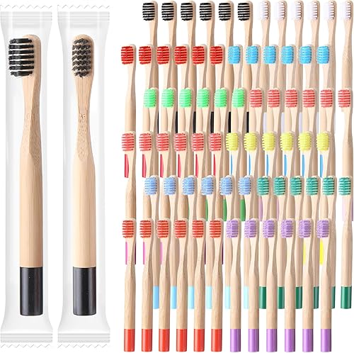 24 cepillos de dientes de bambú para niños, cerdas suaves, cepillo de dientes para niños pequeños, sin BPA, cepillos de dientes de viaje de madera