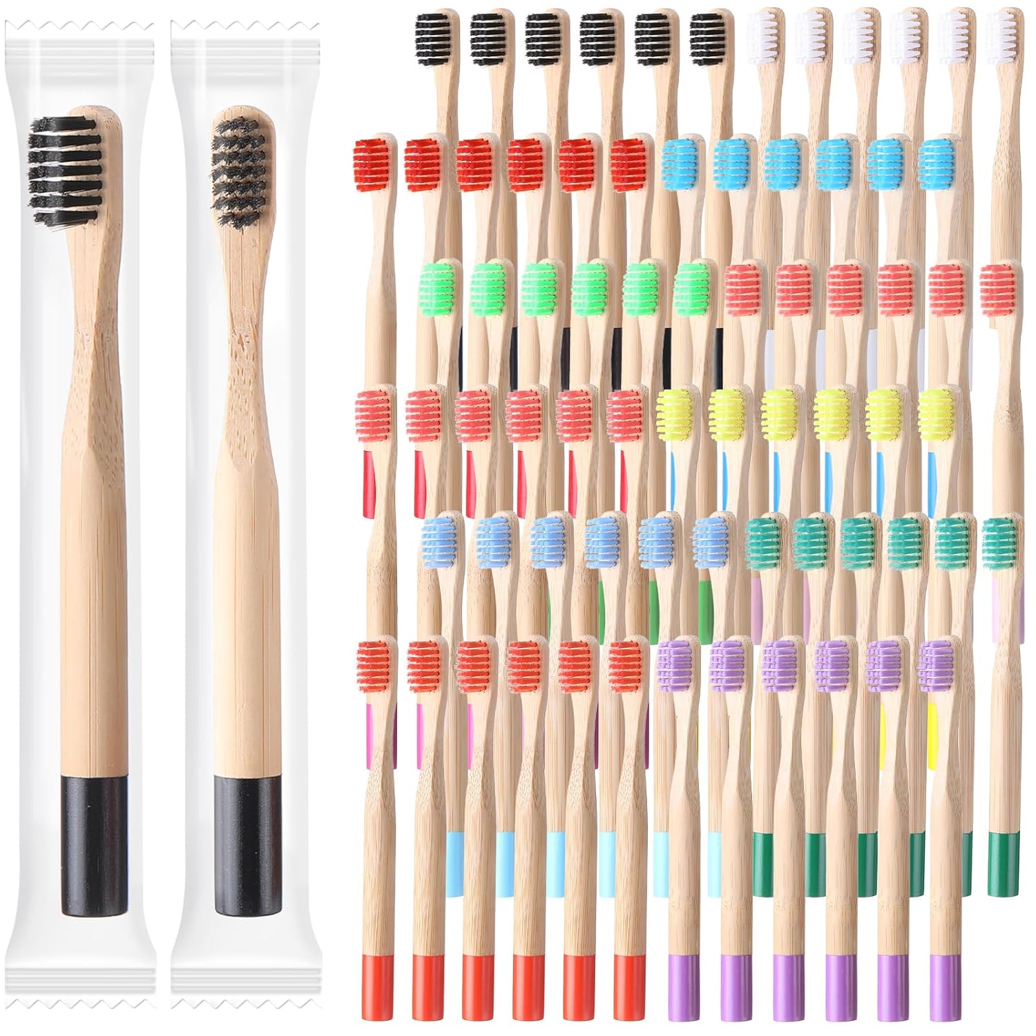 72 Pcs Kids Bamboo Toothbrushes Soft Bristle Toddler Toothbrush BPA Free Wooden Travel Toothbrushes for Kids Children Home