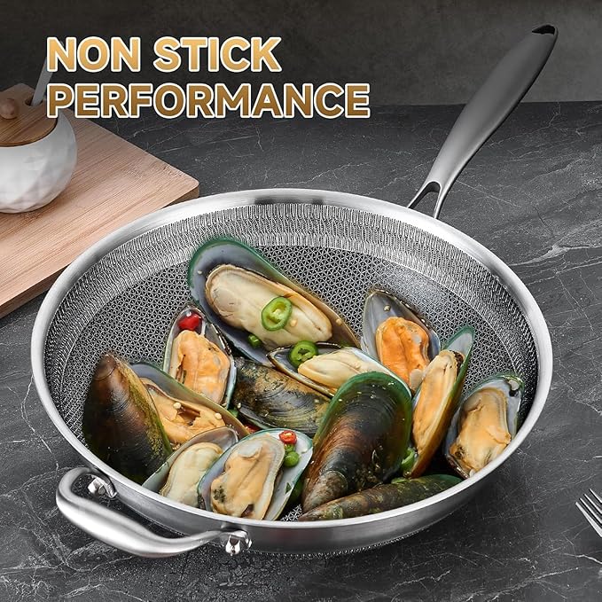 Wok de Acero Inoxidable con Tapa 14.5 Pulgadas LOLYKITCH miniatura 5