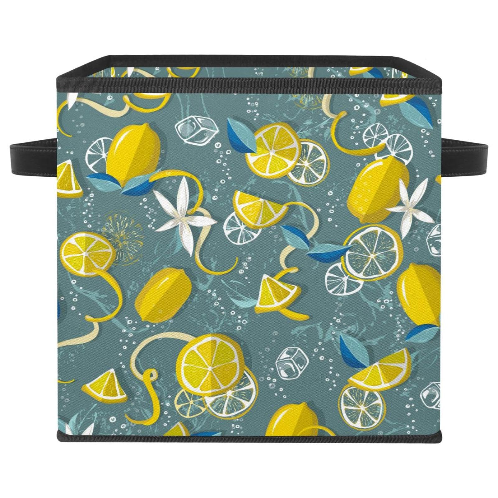 Boîte de rangement pliable citron cube en tissu pour placard