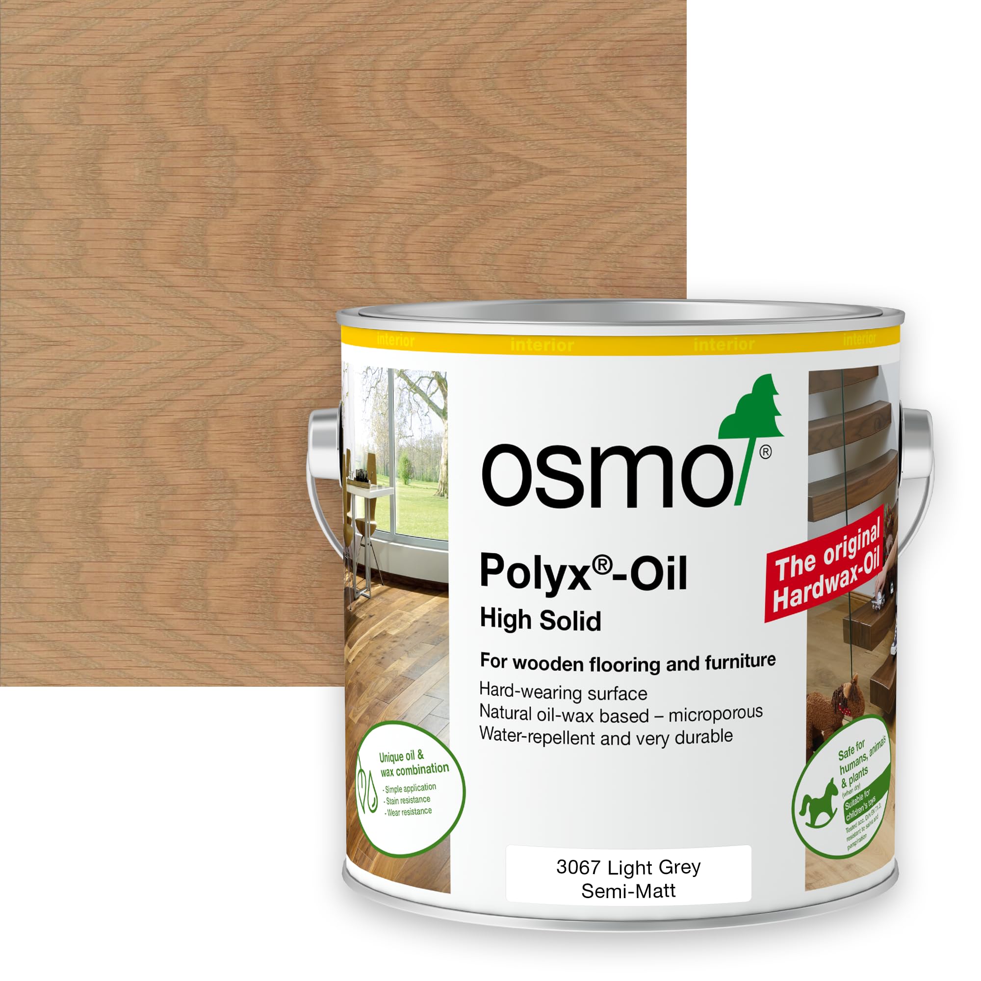 Osmo Polyx Oil Tints, Semi Matt Finish (2.5l, 3067 Light Grey, Semi-Matt)