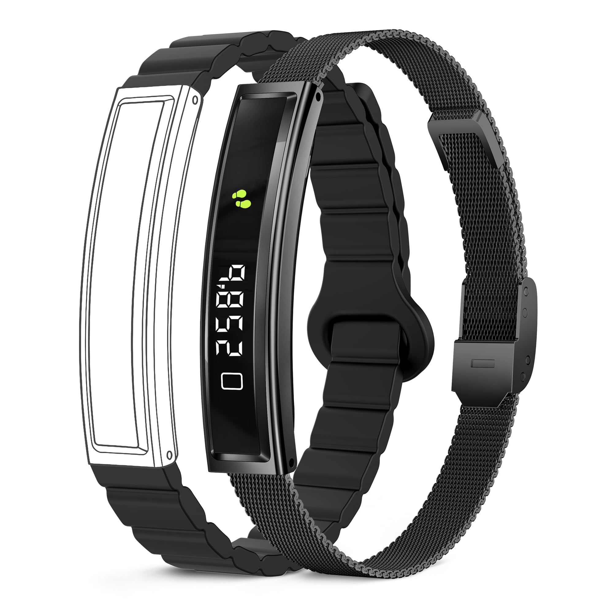 KSIX Serena Smartband Mujer con Pantalla, Pulsera Inteligente con Monitor de Actividad y sueño, App sin suscripción, 100 Modos Deporte, batería 7 días, 5 ATM, 2 Correas Silicona y metálica