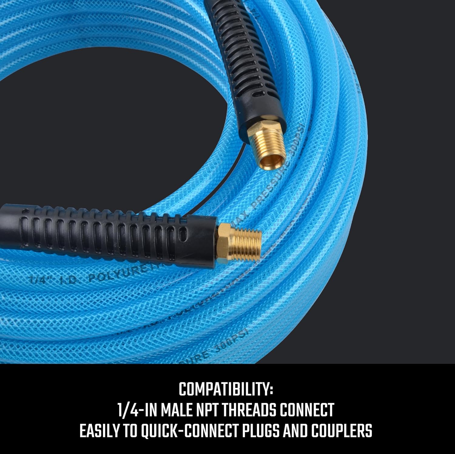 CRAFTSMAN 1/4-in x 100-ft Polyurethane Air Hose, Lightweight, Kink-Resistant, 300 PSI, Flexible