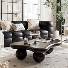 Modern Cloud Coffee Table Cute Irregular Coffee Tables Small for Living Room White Tea Table Center Table with 3 ball Legs for Bedroom Home Office Easy Assembly