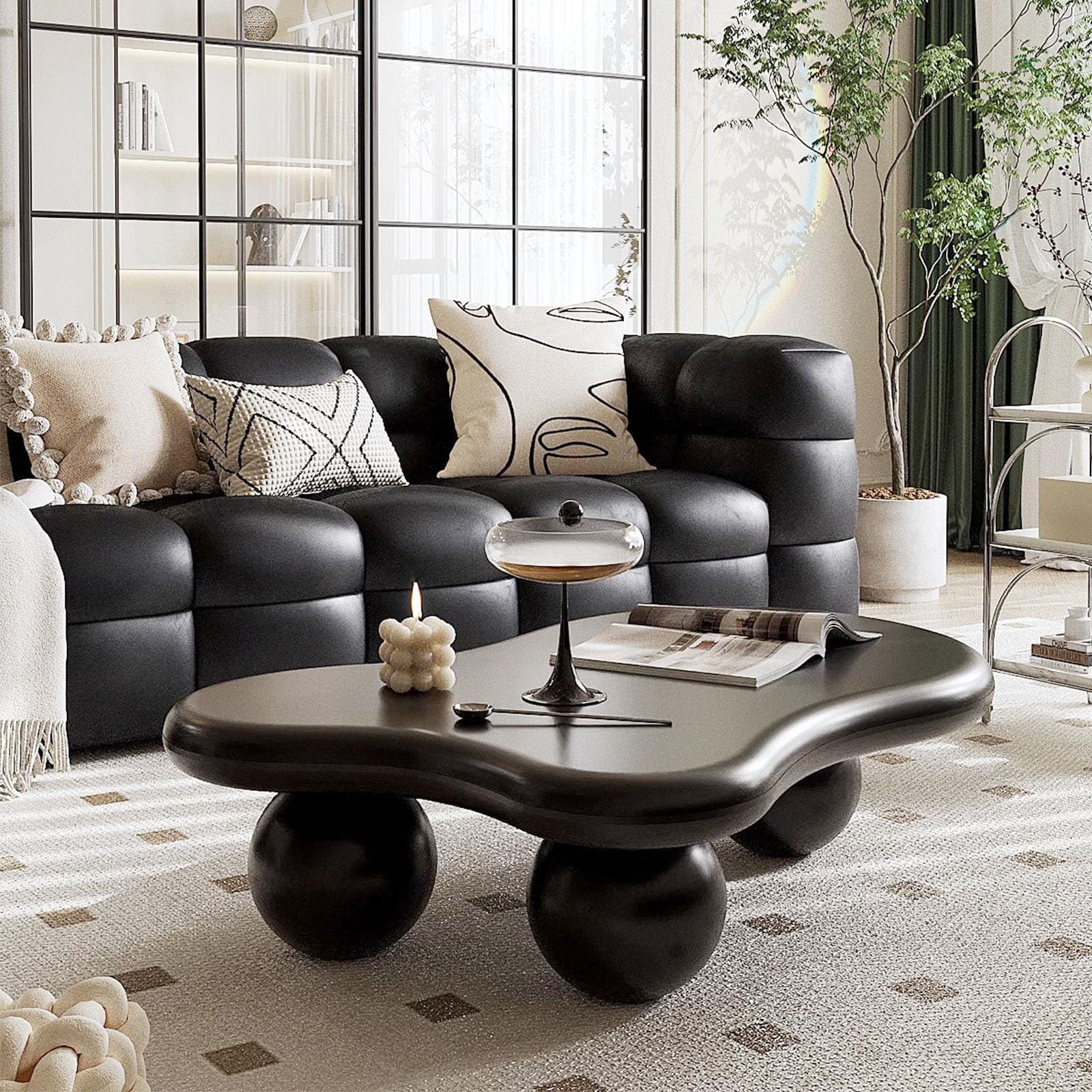 GWWGWW Unique Modern 3 Leg Ball Coffee Table for Living Room Bedroom Easy Assembly