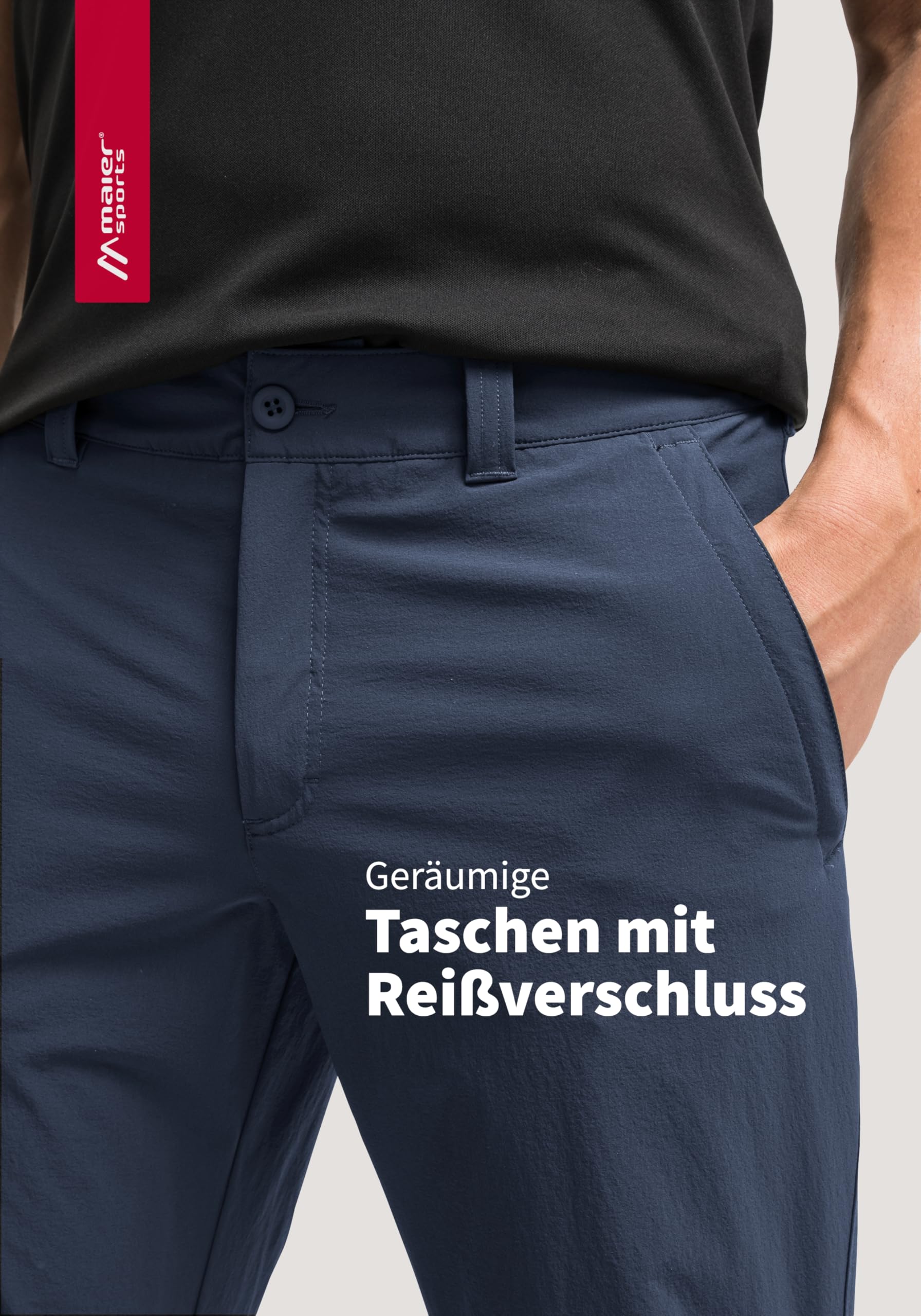 Maier Sports Nil, Pantalon de randonnée pour homme, Pantalon outdoor déperlant pour le trekking et la randonnée, Sans PFC, mSTRETCH pro 4 et Dryprotec, Fonction rollup