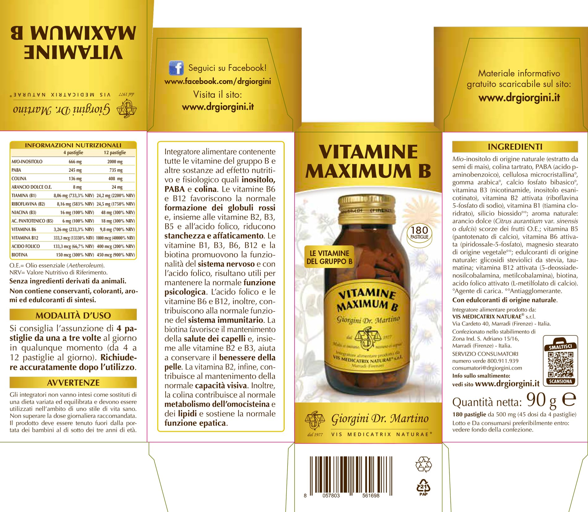 VITAMINE MAXIMUM B pastiglie - 90 g (integratore con tutte le vitamine del gruppo B)