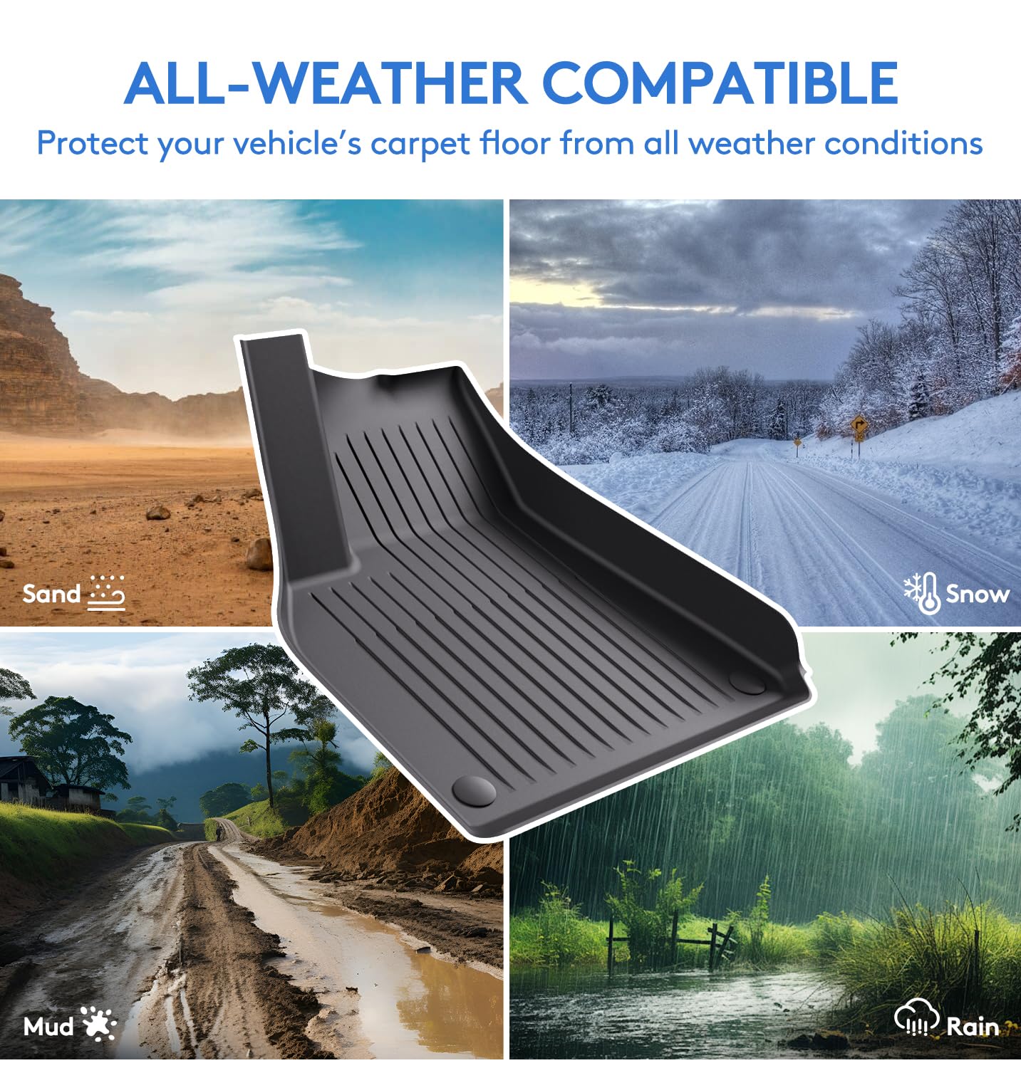 Wekar Floor Mats Fits for Tesla Model Y 5-Seat 2024-2020 - Custom Fit All Weather Front Rear Row — view 3