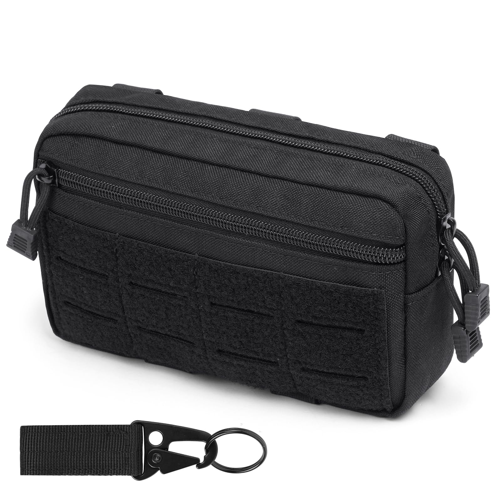 flintronic Taktyczna torba EDC, wielofunkcyjna torba Molle, torba na brzuch z rzepem i zamkiem błyskawicznym, wojskowa torba na pas do wędrówek, polowania i kempingu, czarny B, 20 x 12 x 5 cm