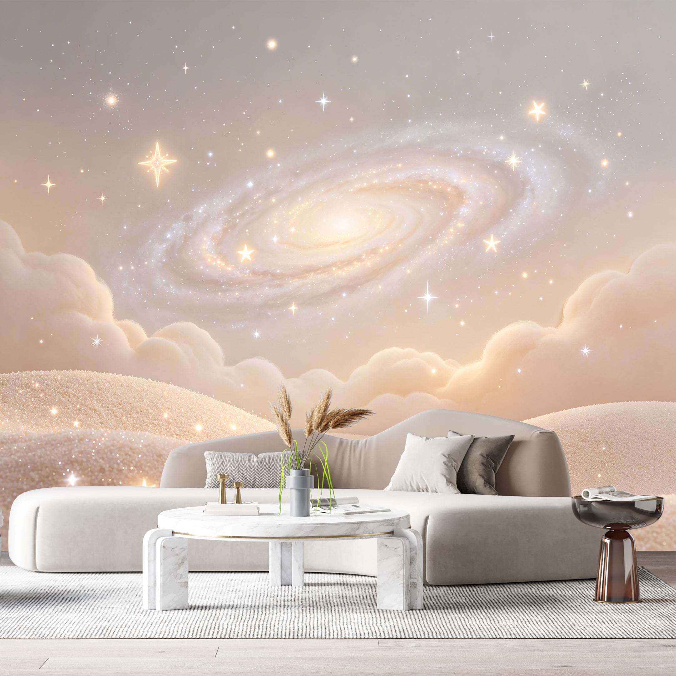 Custom Size Wall Murals Galaxy Nebula Celestial Stars Sand Dunes Minimalist 3D SelfAdhesiveWall Fabric Removable Wallpaper Wall Decor for Living Room Bedroom Bathroom