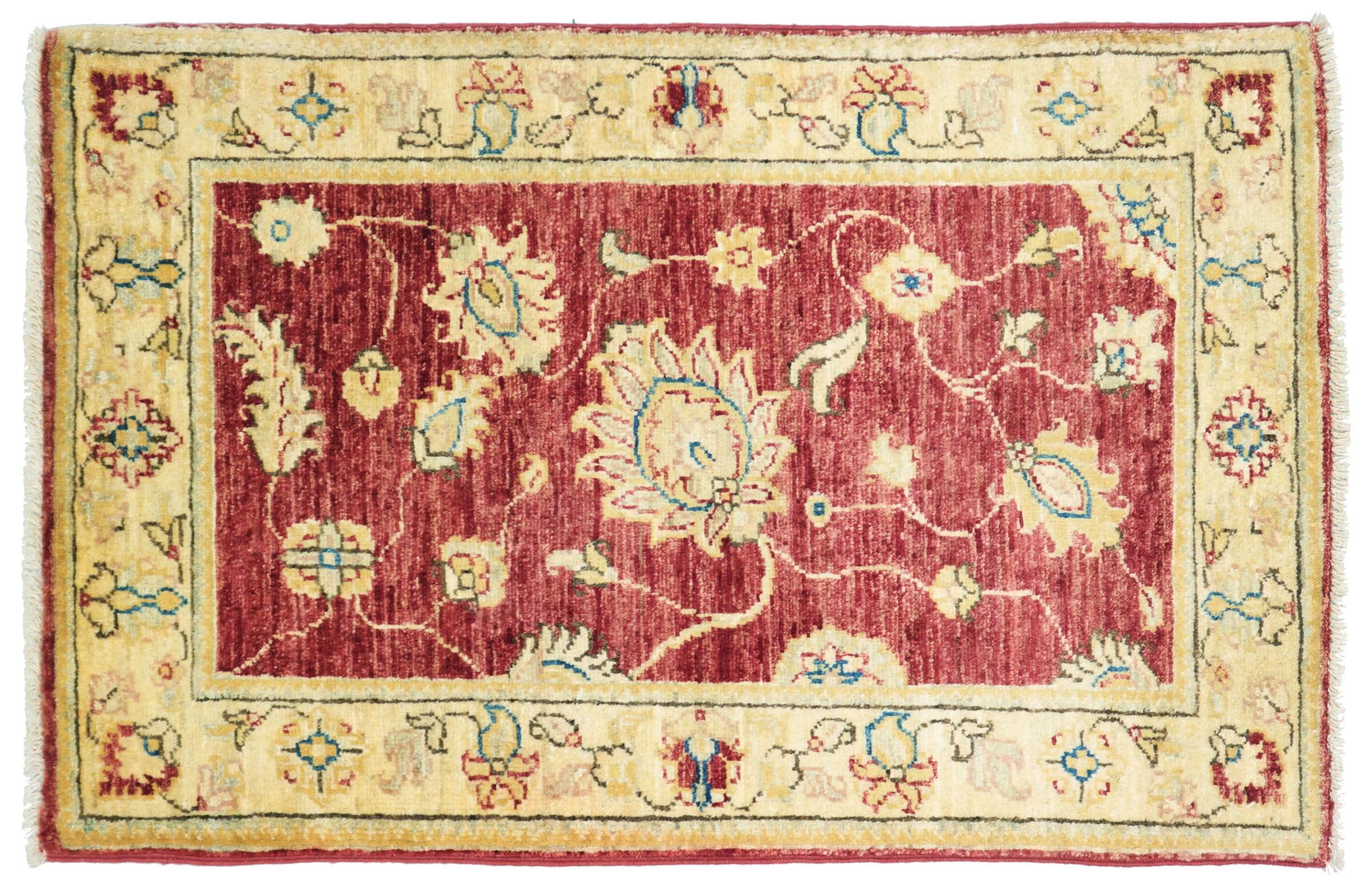 Tapis noué à la main Afghan Chobi Ziegler rouge 80x120 oriental