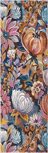 Miniatura 2 de Unique Loom Blossom Collection - Alfombra de área, color negro (2 x 6 pies, color negro)