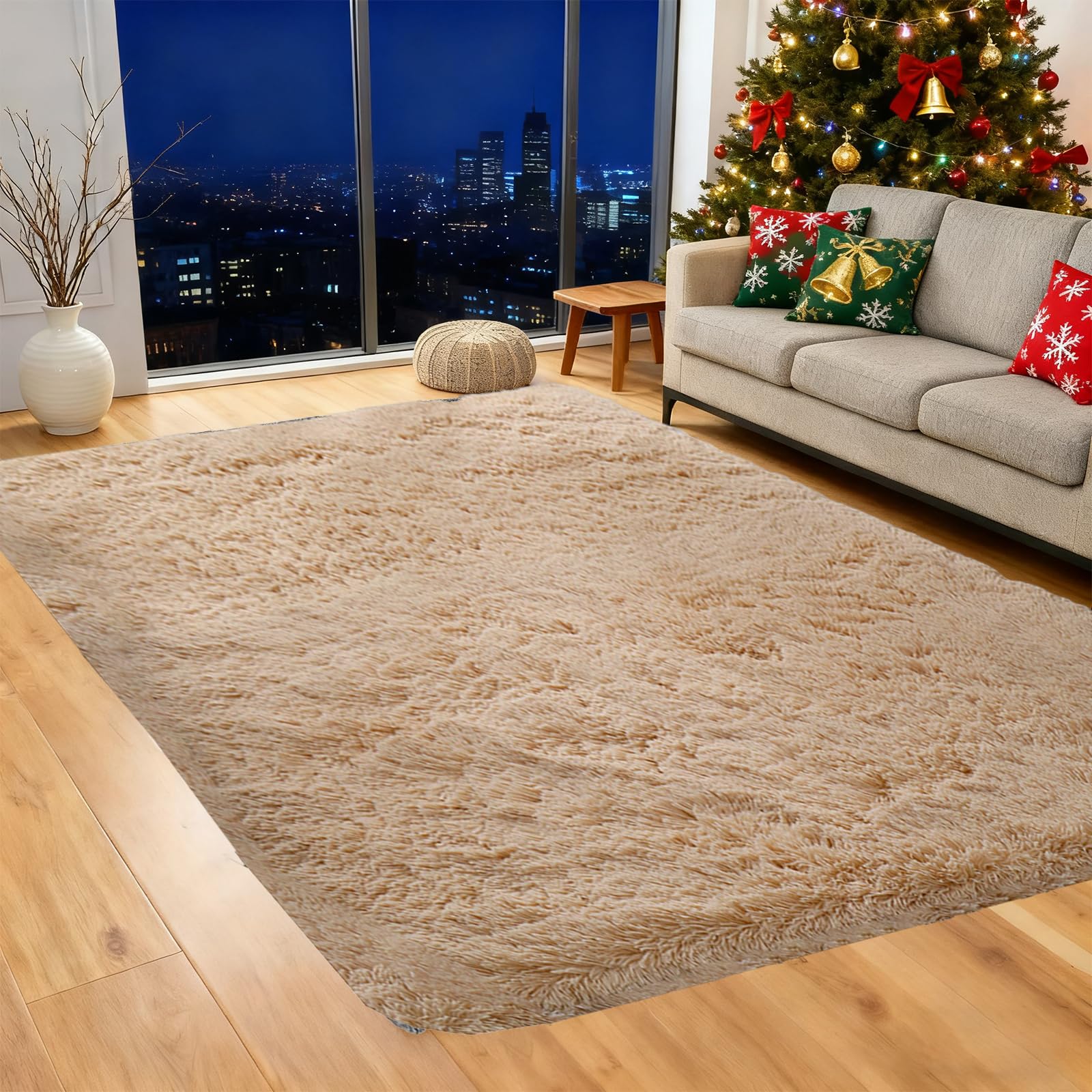 Tapis shaggy antidérapant super doux et résistant pour maison