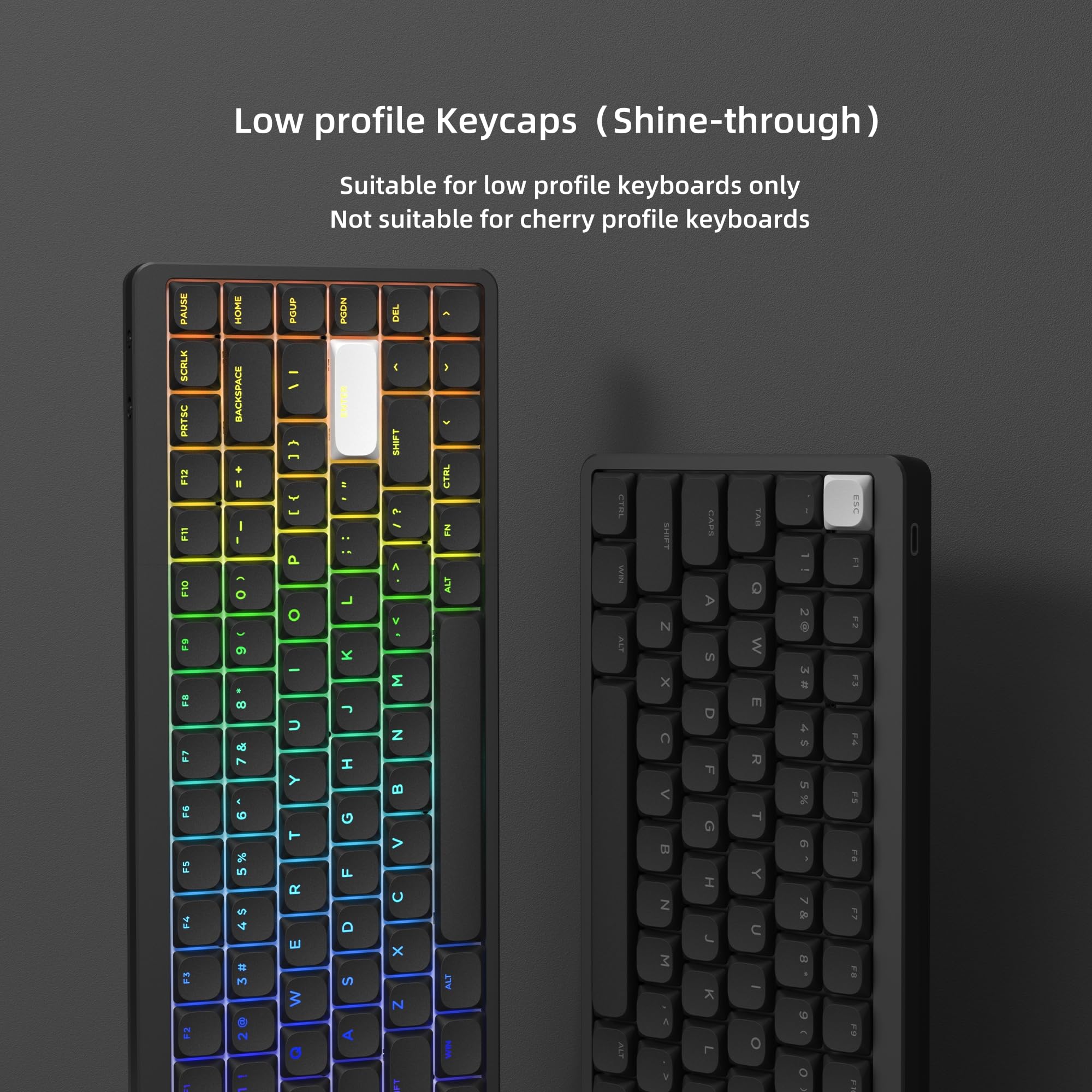 LQXQ Low Profile Keycaps 143, PBT toetsenbord keycaps Shine Through