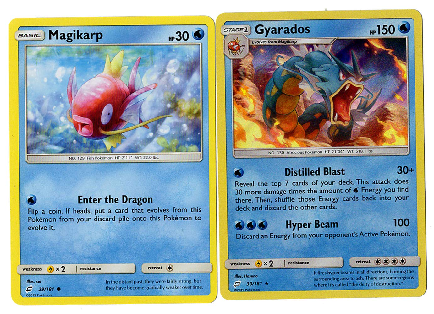 Amazon.com: Gyarados Pokemon Evolution Card Set - Juego de cartas para  equipo de Sun Moon - 30/181 - Magikarp 29/181 - Lote de cartas raras :  Juguetes y Juegos