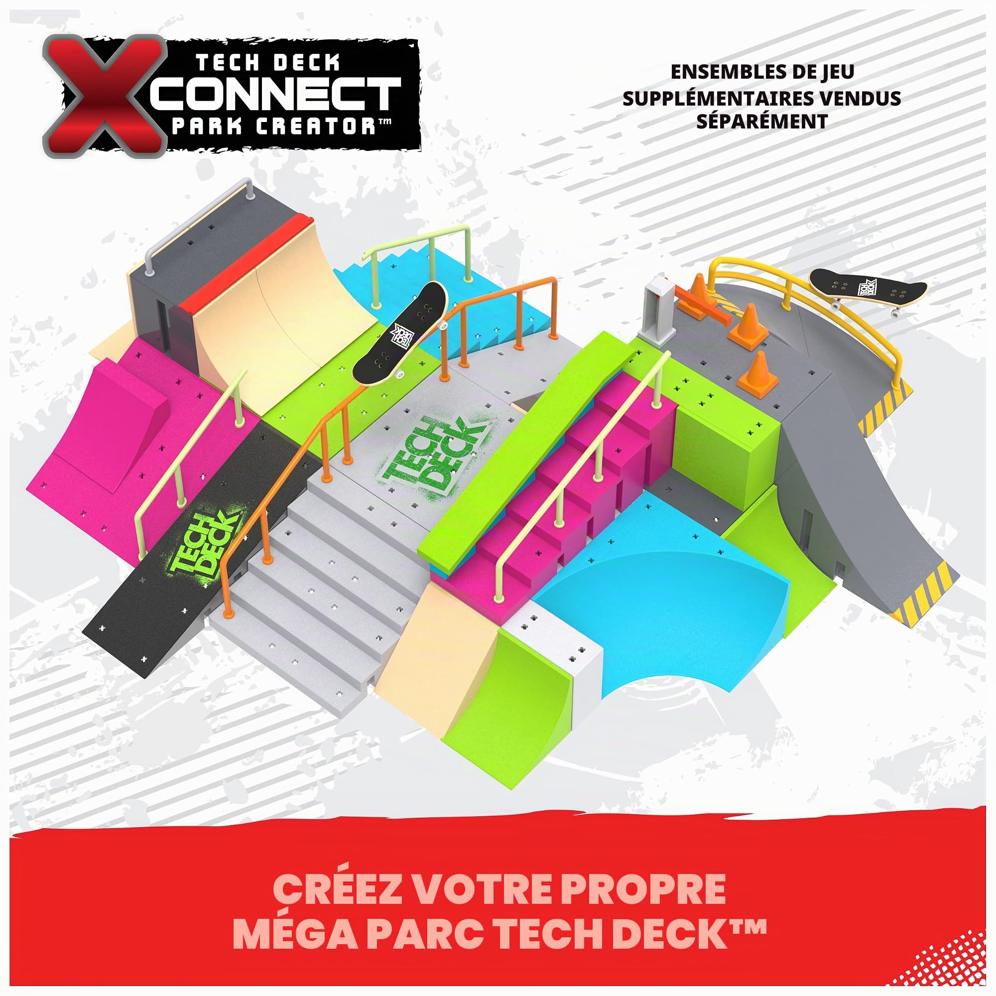 Tech Deck, Danny Way Mega Half Pipe X-Connect Park Creator, ensemble de rampes personnalisables avec