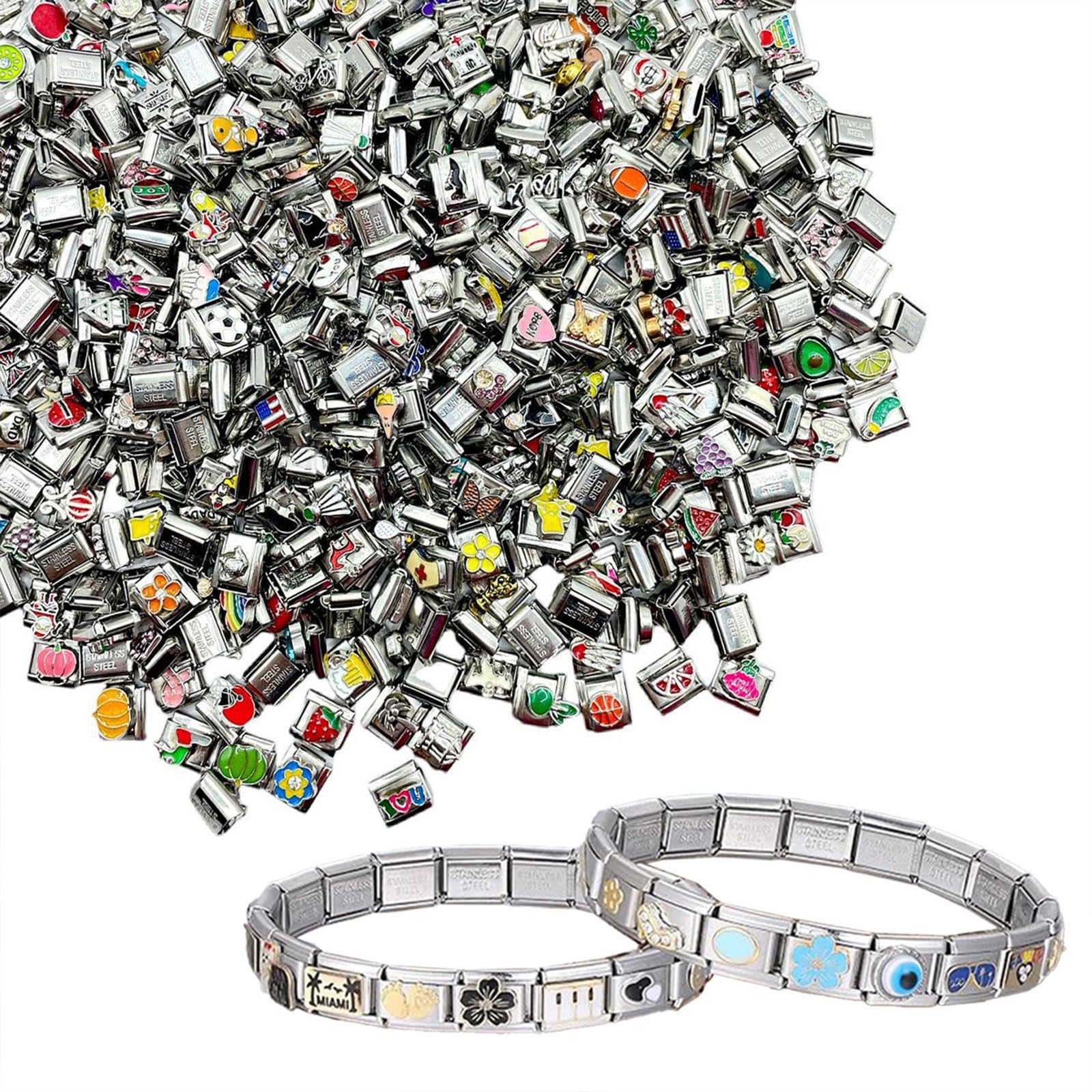 100 Stück modische italienische Armband Modularglieder aus Edelstahl, Handkettenmodule, Schmuckkomponenten für Männer und Frauen, personalisierte Armbandkomponenten