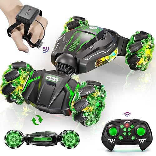 Miniatura 8 de Auto a control remoto, 2.4GHz 4WD Gesture Sensing RC Stunt Car, Drift controlado a mano con luz y música, regalos de cumpleaños geniales para niños