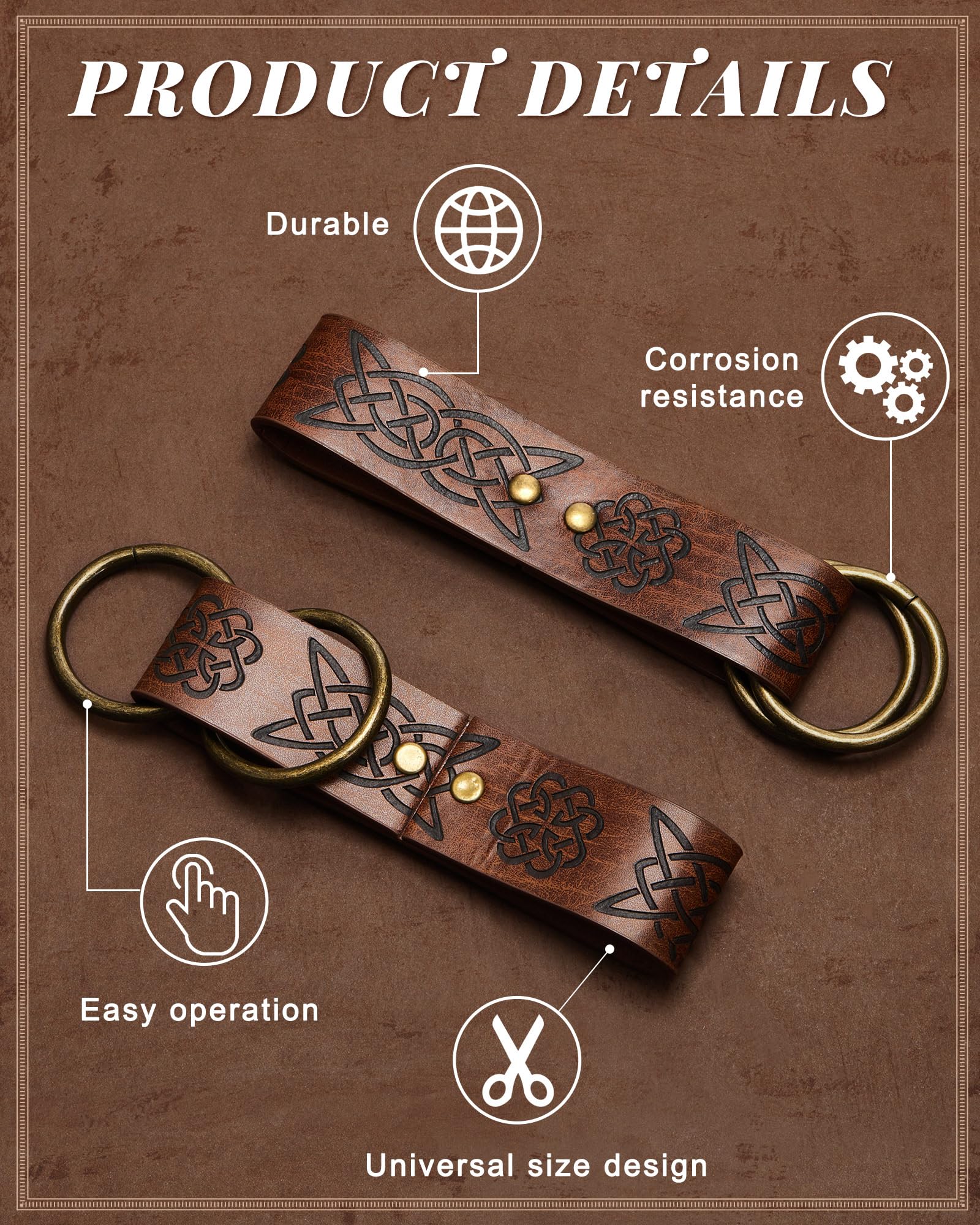 Jecery 2 Pcs Skirt Hikes Renaissance Skirt Hikes Medieval Waistband Accessory for Renaissance Cosplay Costumes: Dark Brown Retro Style