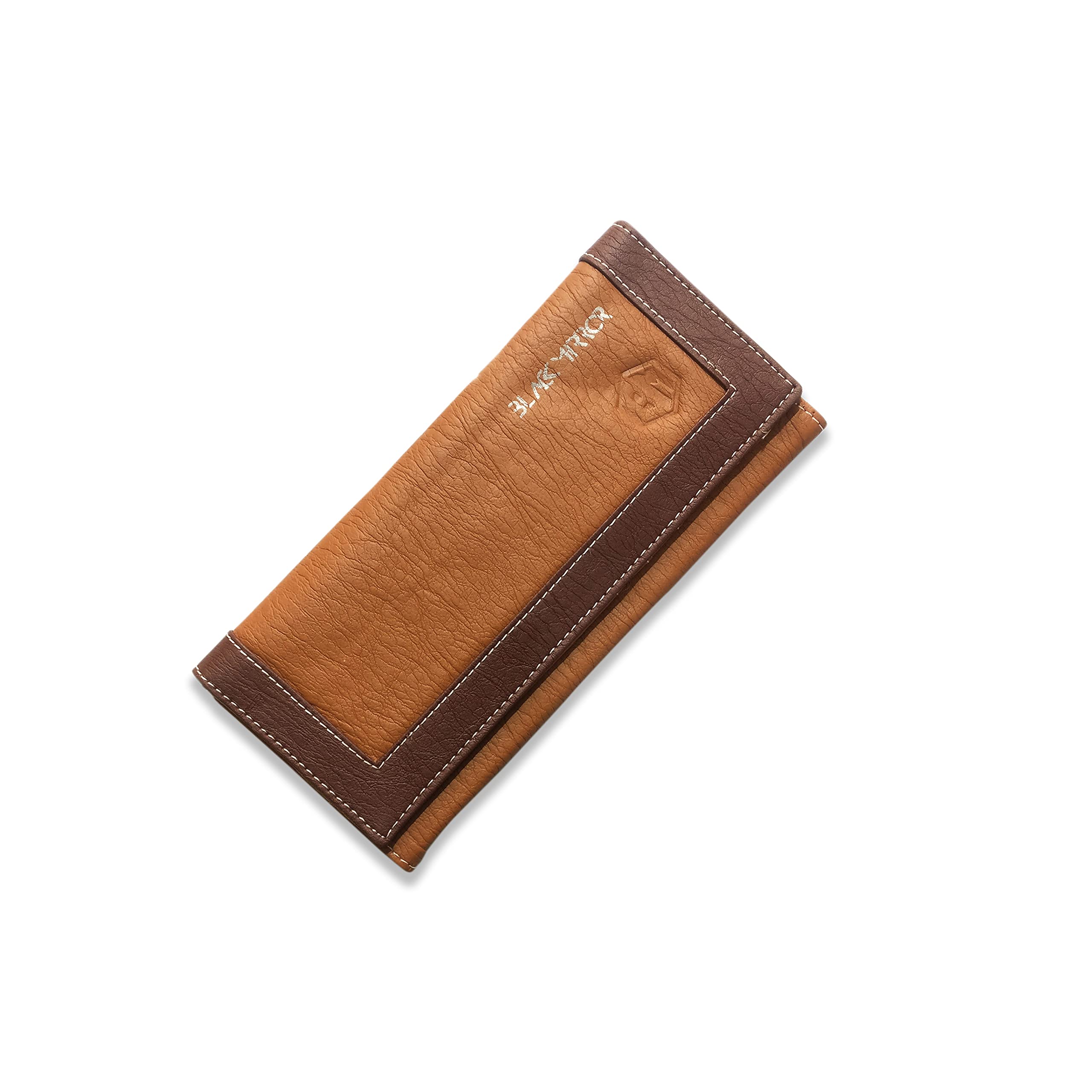 Black Mirror Leather Women's Wallet, Multi-Function Slim fold Clutch (Tan,Dark Brown)