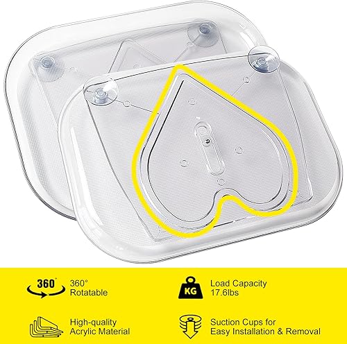 Miniatura 2 de Lazy Susan para refrigerador, paquete de 2 unidades plato giratorio rectangular transparente para refrigerador, organizador de refrigerador, largo y