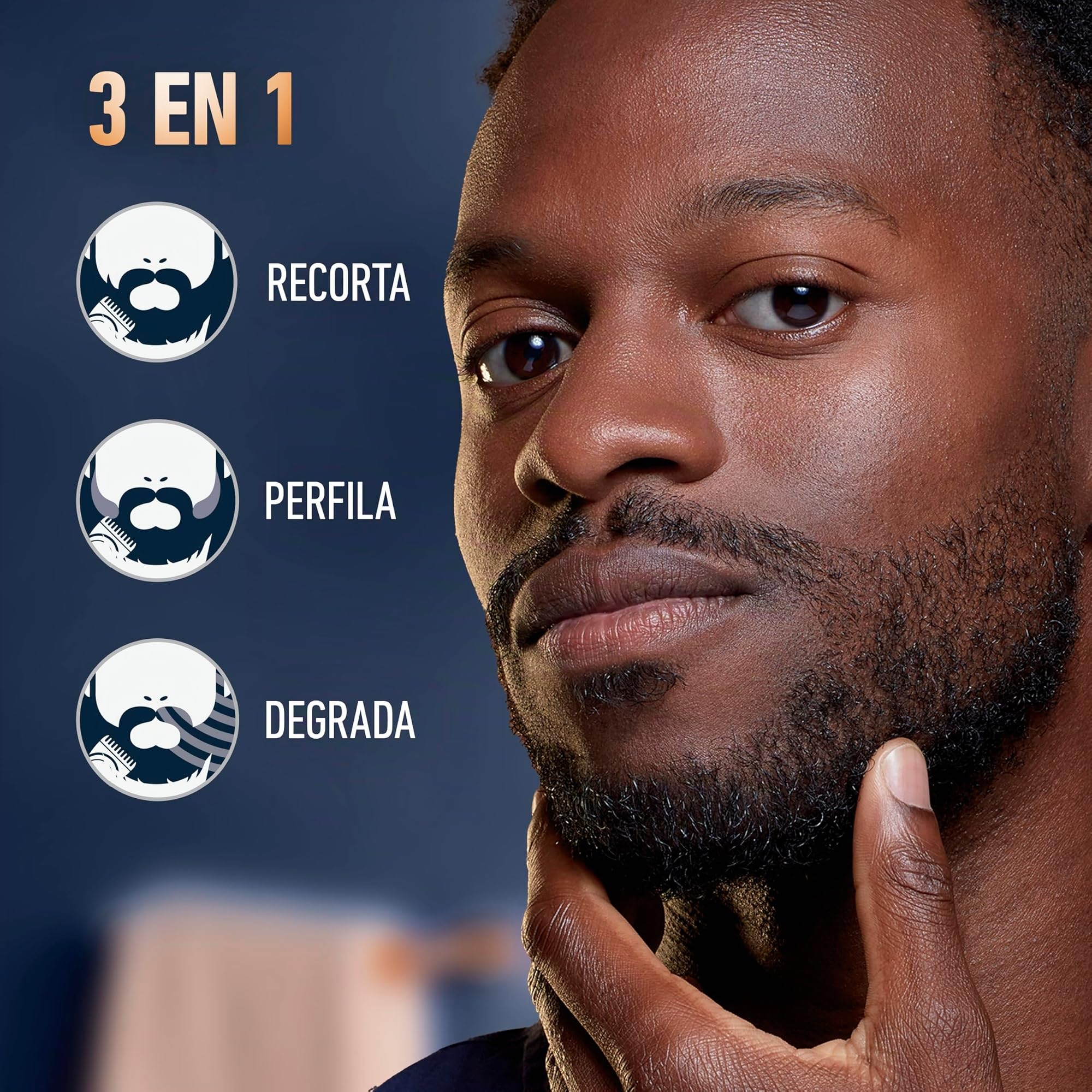 King C. Gillette Recortadora de Barba Hombre con 5 Accesorios | Cortapelos 3en1 con 5 Peines Lavables Y Cepillo de Limpieza, Máquina de Cortar Pelo Inalámbrica con Hoja Afilada de por Vida