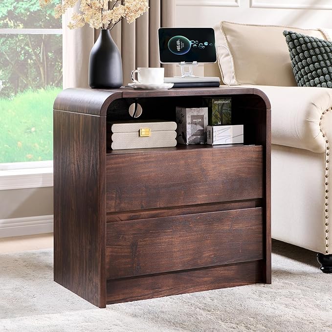 Modern Nightstand Set of 2 - Brown