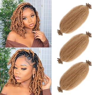 Springy Afro Twist Hai 3 Packs 16 Inch Springy Twist Hair - Afro Twist Hair For Soft Locs Marley Twist Braiding Hair Twist Extensions (27#）