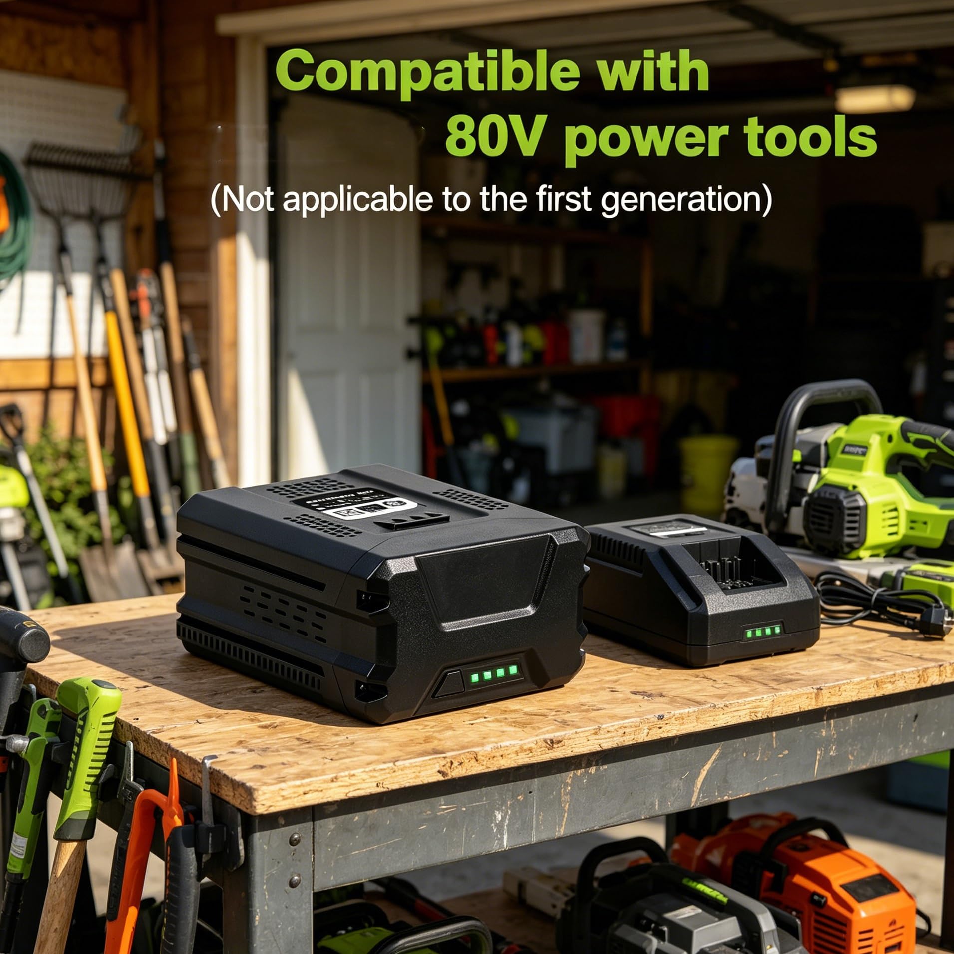 Batería de Litio de Repuesto de 80V Compatible con cortacésped, cortadora de Hilo, Motosierra, Herramientas eléctricas