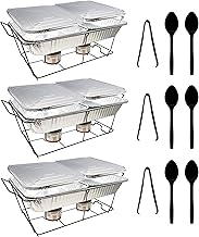 Party Essentials Chafing Dish Buffet Set Party Serving Kit Food Warmers for Parties Catering Supplies Warming Trays, 33 Pcs Black Rack/Pan/Fuel/Utensil, Multi Color