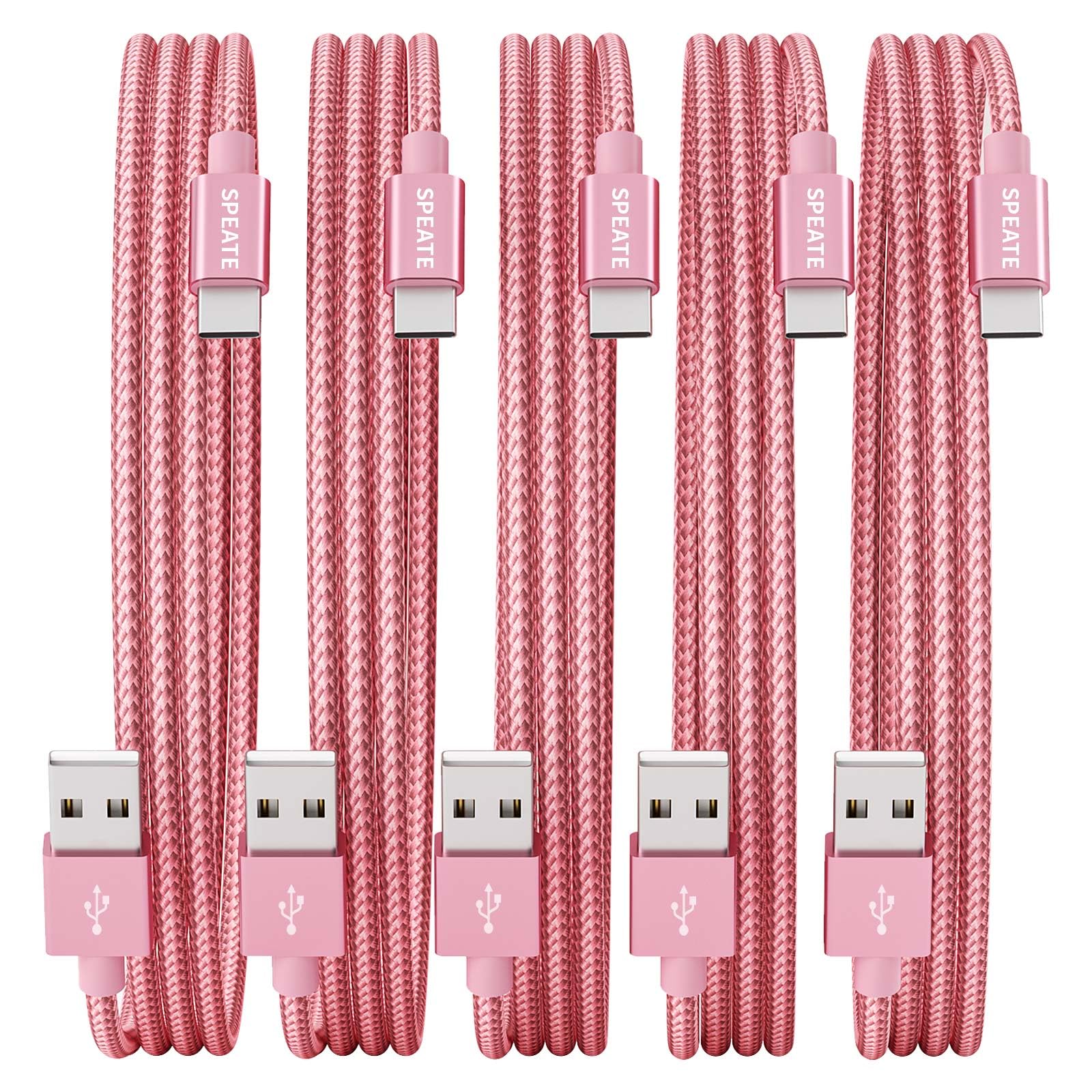 USB to USB C Cable (5-Pack, 3/3/6/6/10FT), USB A to Type C Cable, Fast Charging Nylon Braided Sync Transfer Cord USB C Charger for Phone 16/15/iPad, Galaxy S/Note/A, Pixel and More