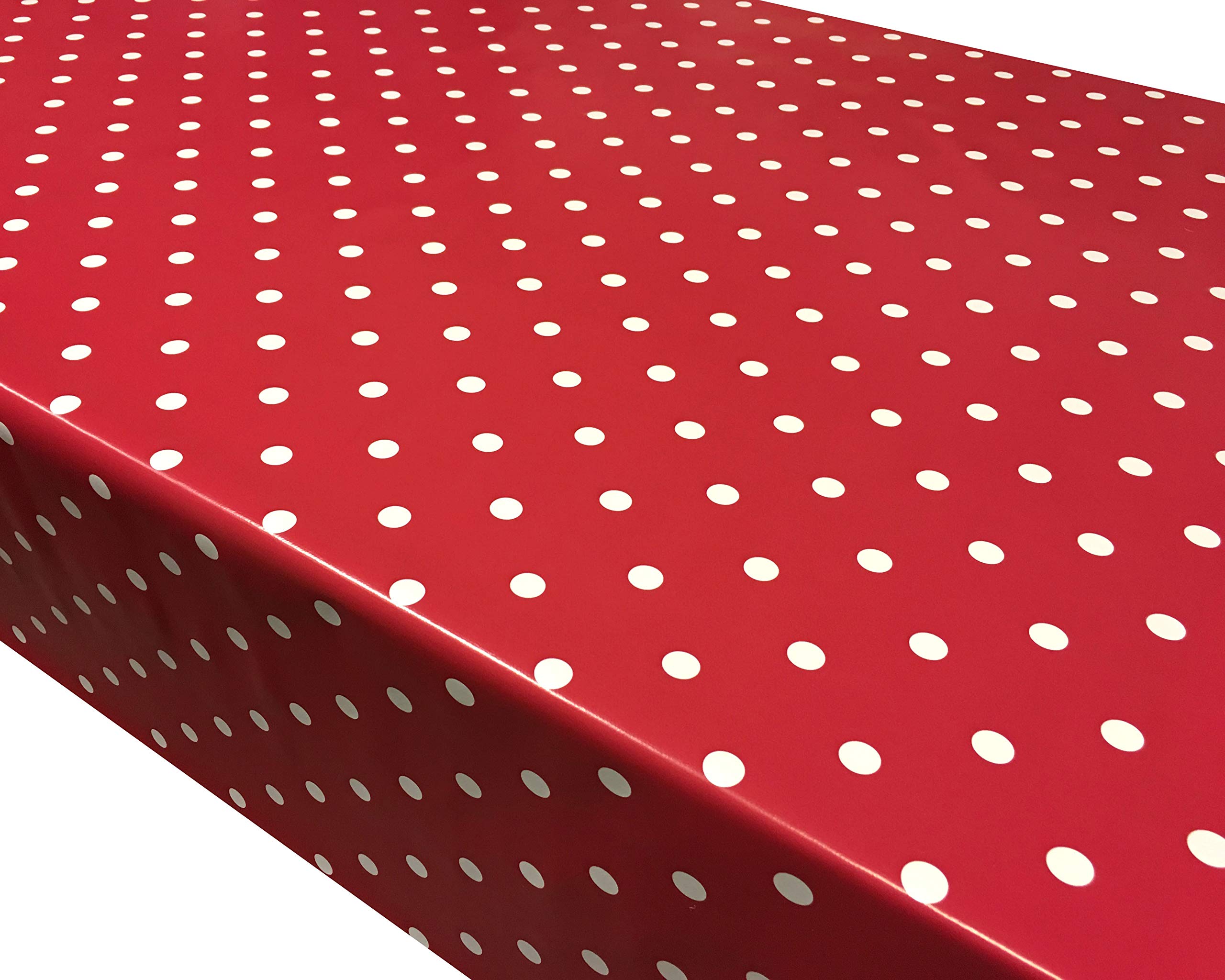 Prestige Tablecloths Red Polka Dot Spots PVC Vinyl Wipe Clean Tablecloth (Rectangle - 200cm x 140cm)