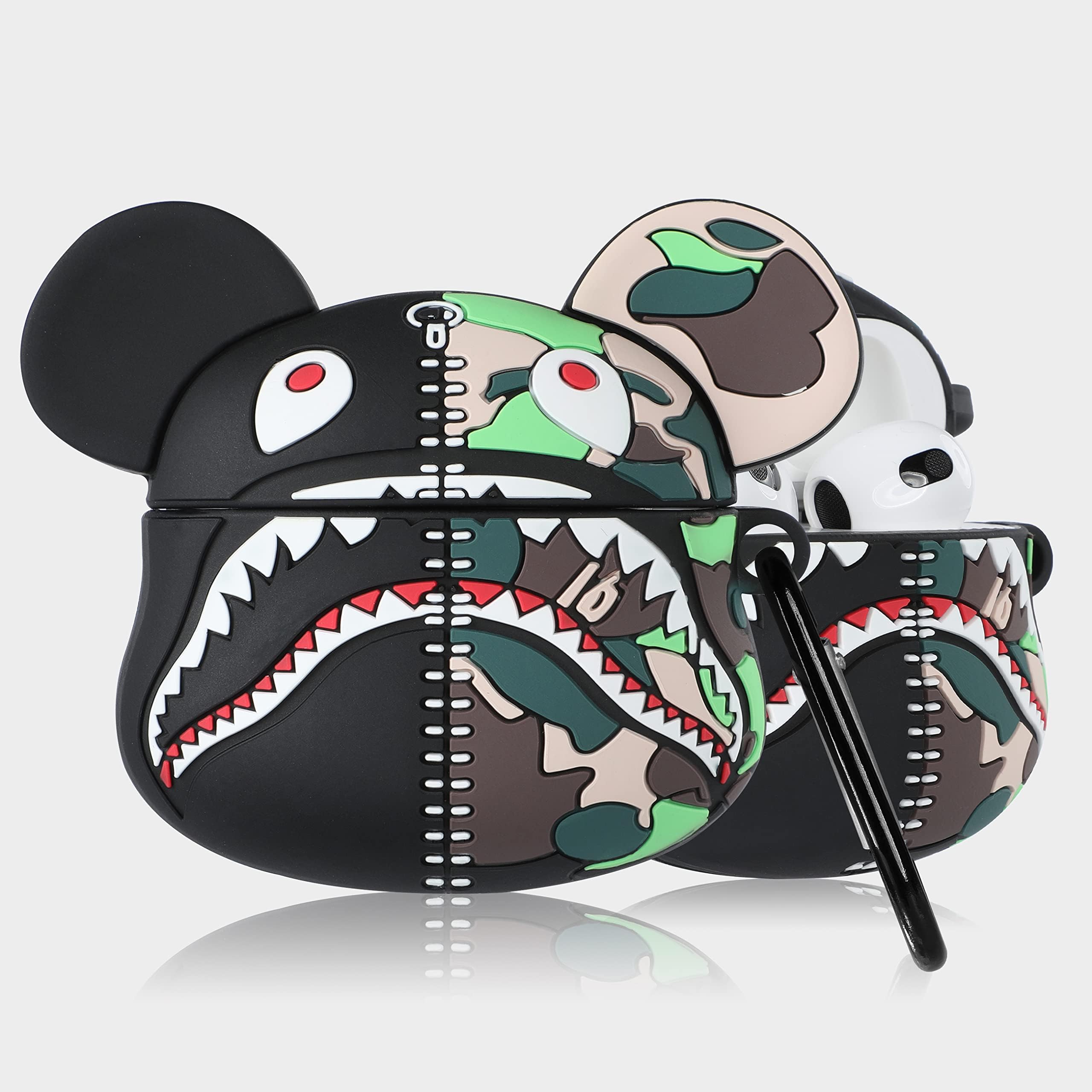 Mulafnxal for Airpod 3 3rd Generation Case Cute Cartoon 3D Kawaii Unique Silicone Cover Funny Fashion Fun Cool Character Stylish Design Cases Men Girls Boys Teen for Air pods 3 (2021) (Big Ear Shark)