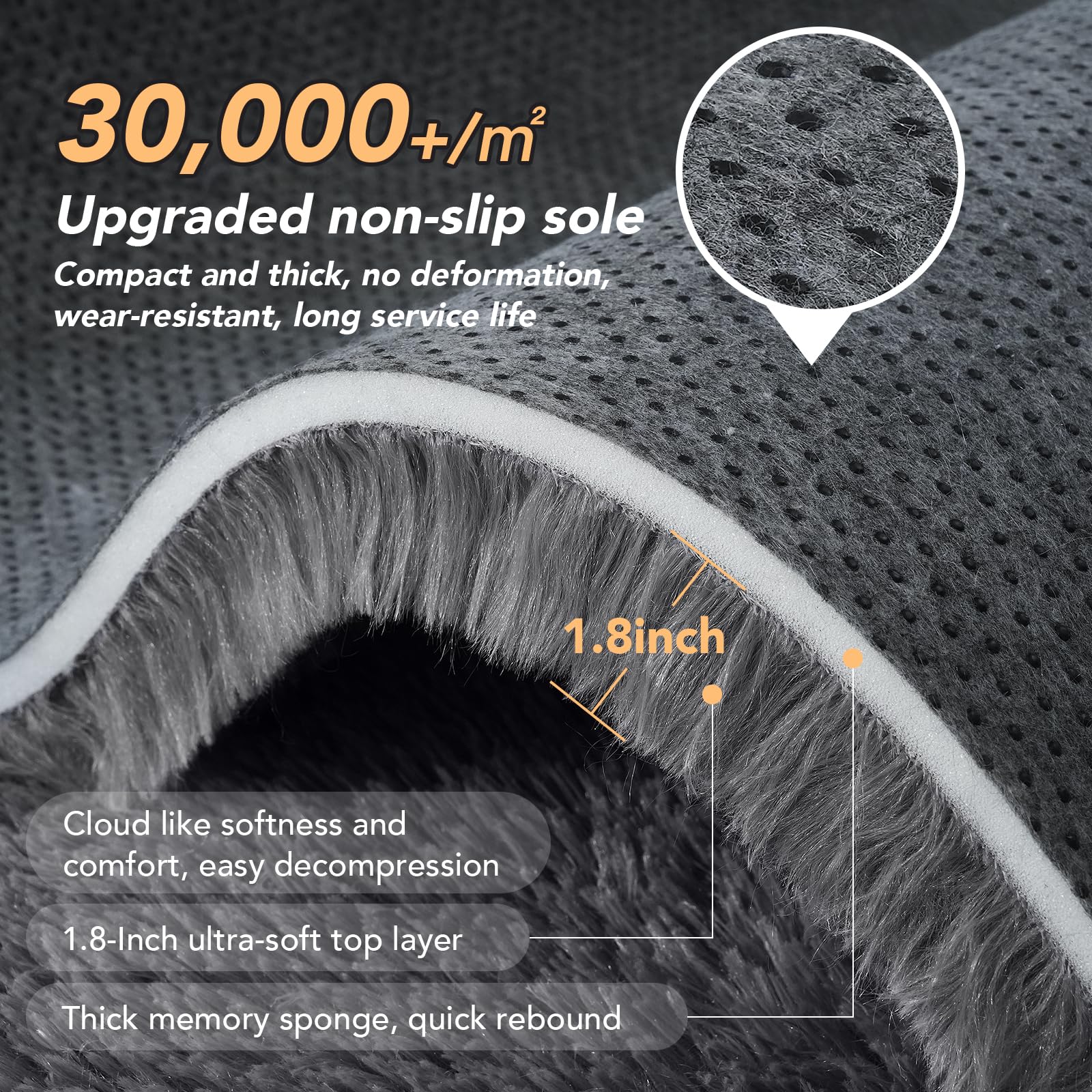 Topmaxcs Alfombras mullidas y esponjosas para dormitorio: alfombras esponjosas grises ultra suaves para dormitorio, alfombras peludas de 4 x 6 pulgadas, alfombras suaves y esponjosas para habitación