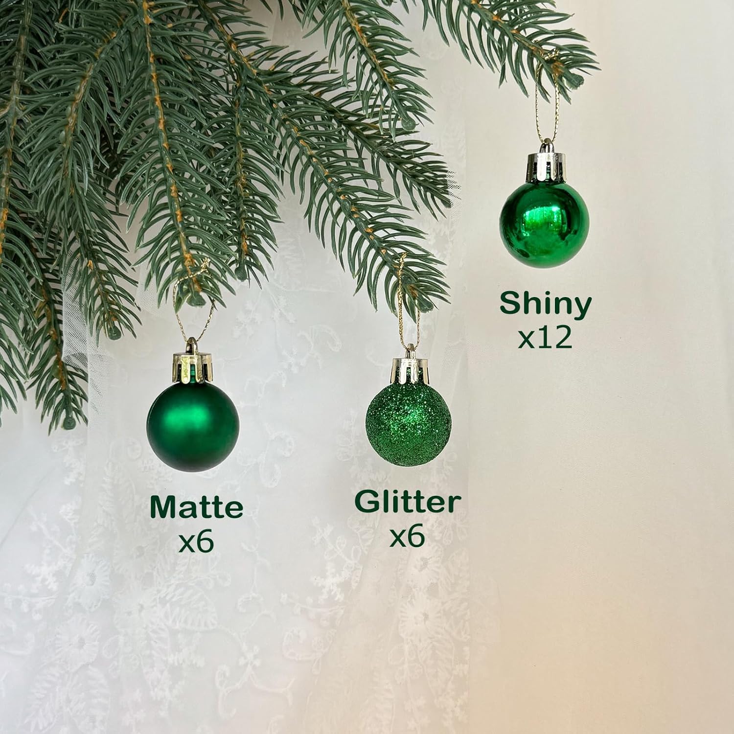 Mini Christmas Balls Ornaments for Xmas Tree - 1.2 Inch Small Shatterproof Christmas Tree Decorations Hanging Ball for Holiday Wedding Party Decoration Dark Green