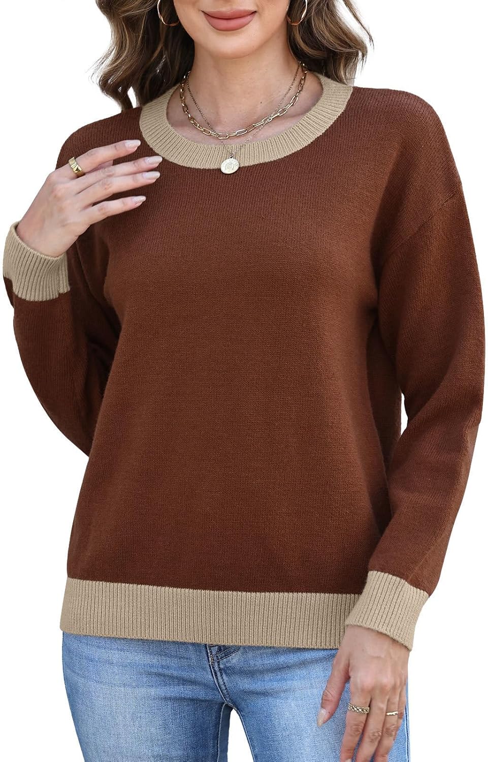 MixShe Womens Sweaters 2025 Fall Fashion Crewneck Tunic Tops - Image 4