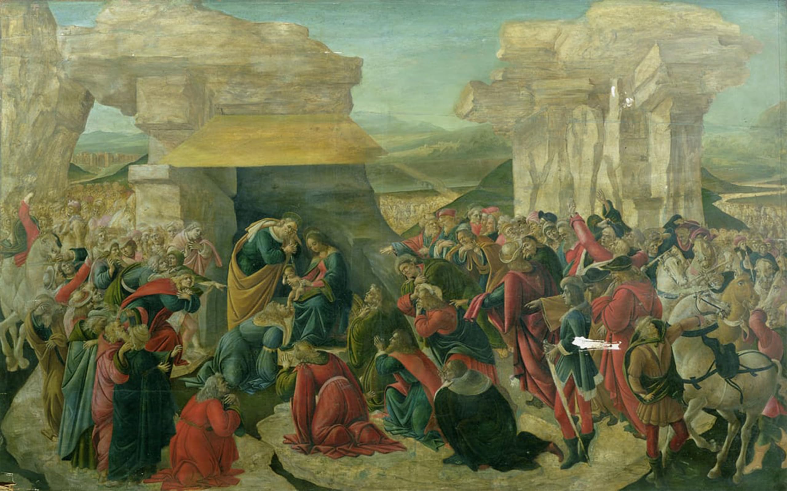 Artxlxxbn No Frame Famous Print Painting Colorful Art Print Adoration Of The Magi By Sandro Botticelli Canvas Art Decorations For Home Decor 60X90cm