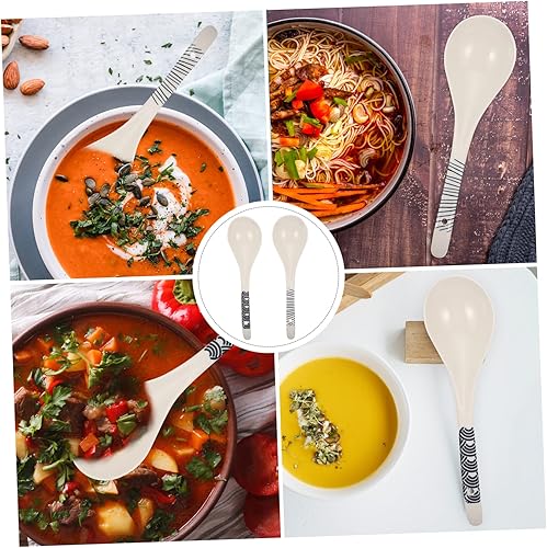 Miniatura 9 de Yardwe Juego de 2 cucharas de comedor de cerámica, cucharas de sopa grandes para el hogar, cocina, servir utensilios antiadherentes, seguros y