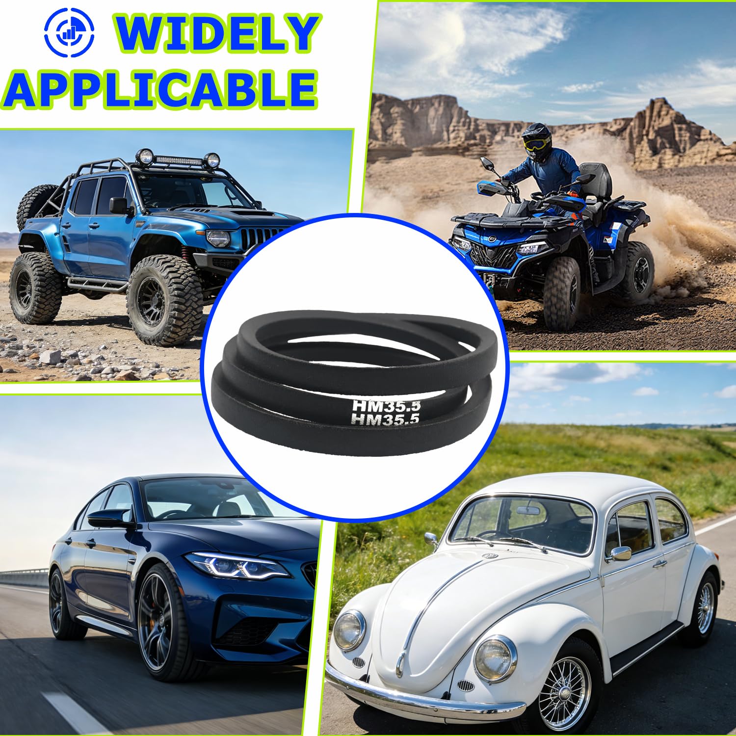 9.5 x 905mm Engine V-Belt, Stock Size Pulley Belt, Power Pulley Belt | Compatible with Aircooled VW and Dune Buggies