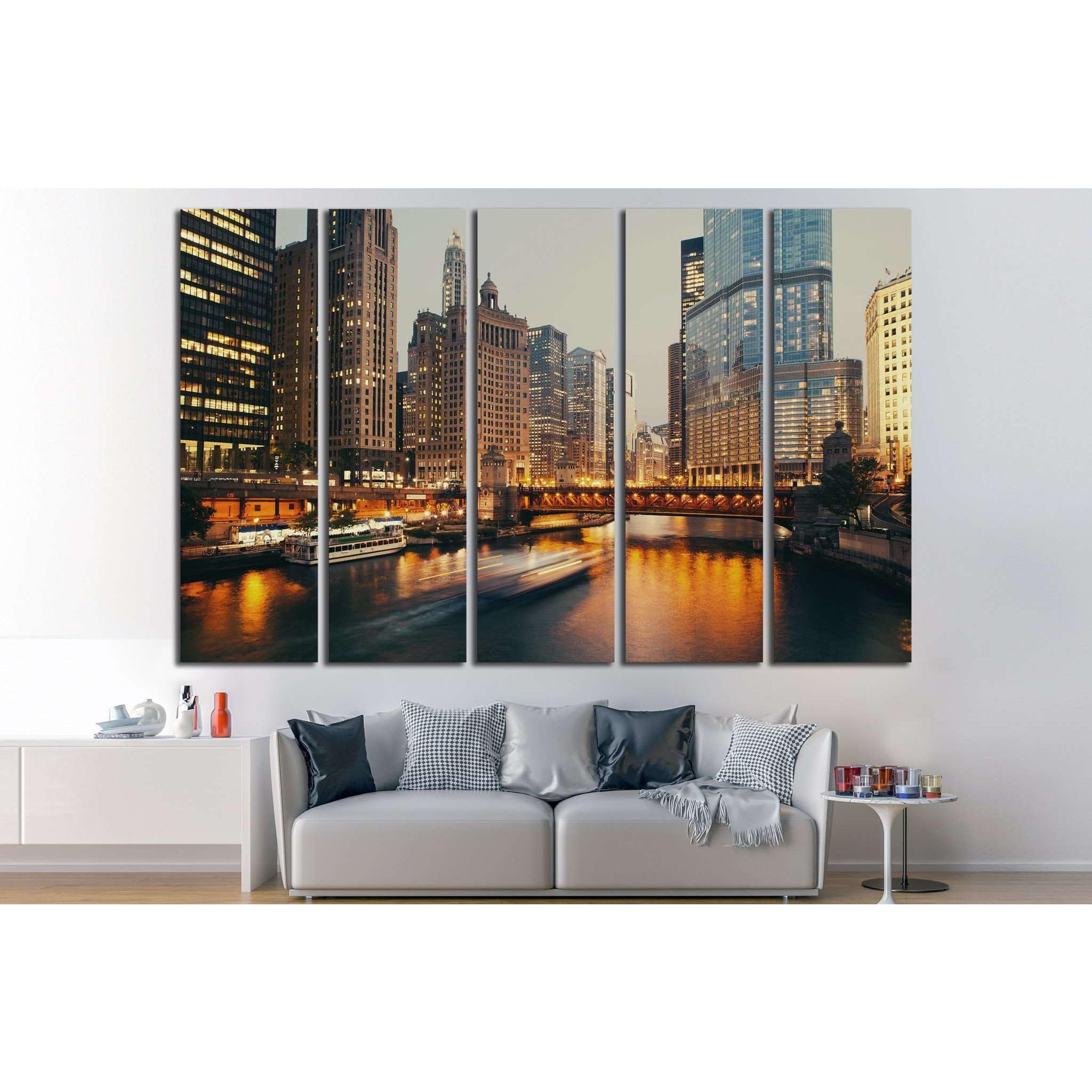 Cuadro en lienzo de Chicago ZELLART №241 obra detallada en cinco paneles 3