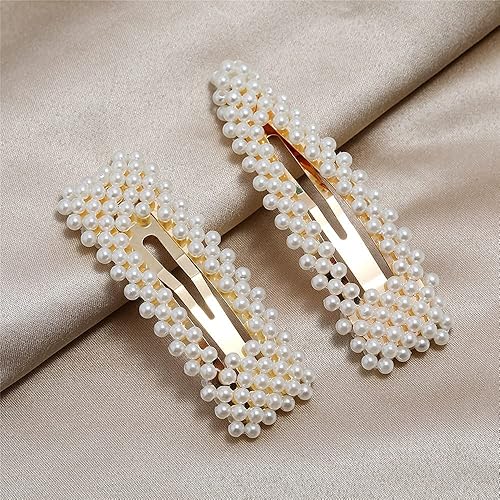 Miniatura 8 de Accesorios para el cabello para mujer, 18 piezas hechas a mano con pasadores de perlas de simulación, juego de clip geométrico de flores y