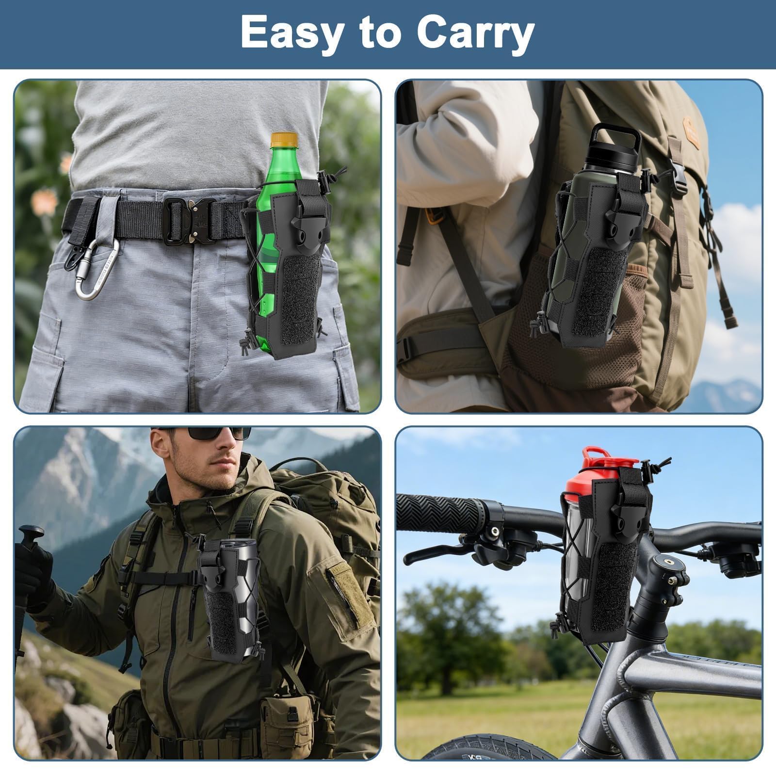 EEEKit 2 Sztuki Taktyczny Pojemnik na Butelkę, Wojskowy Pouch na Płyny z Sznurkiem, Torba na Butelkę MOLLE do Turystyki Biwakowania Outdooru