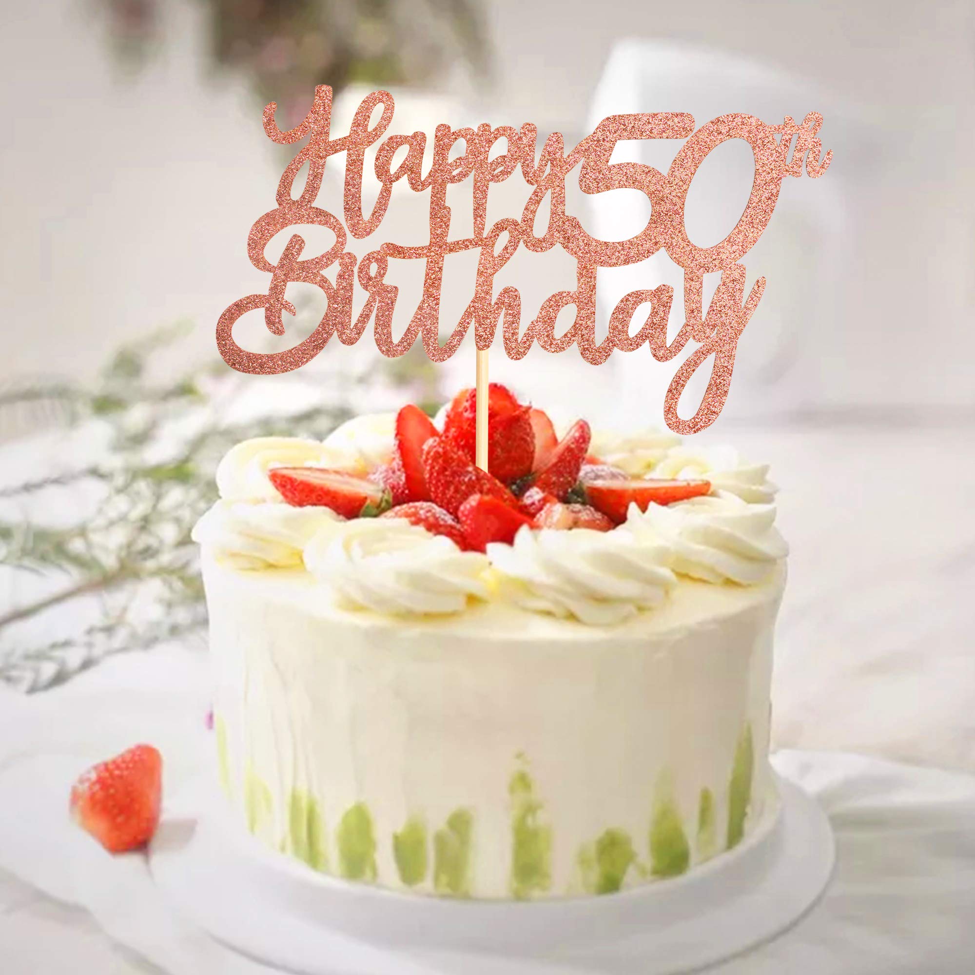 Blumomon Confezione da 3 decorazioni per torta con scritta Happy 70th Birthday, in oro rosa, per 70 cupcake, ideali come decorazione per feste di 70° compleanno, confezione da 3