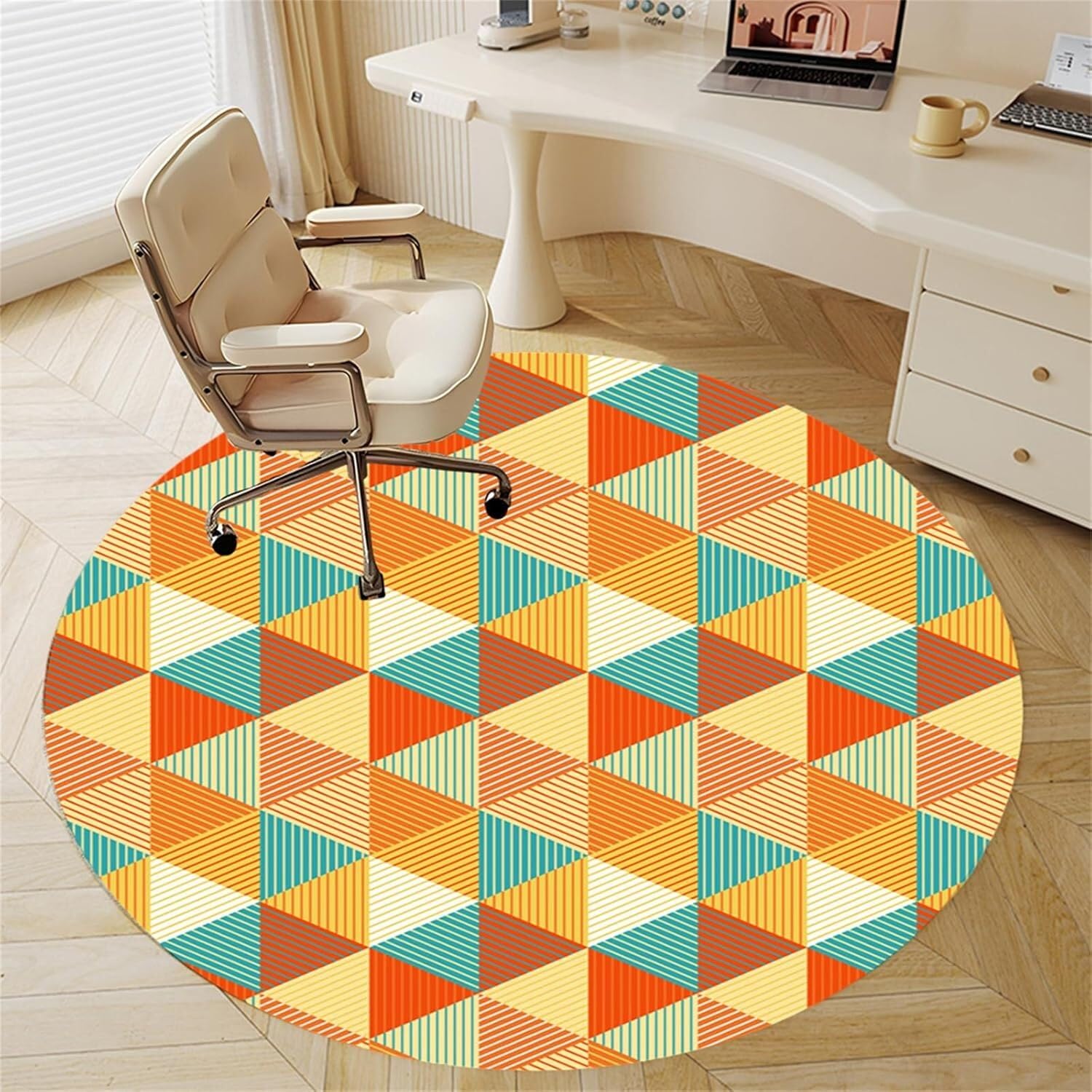 Coussin de chaise de jeu haut de gamme rond 140cm motif triangulaire pour parquets