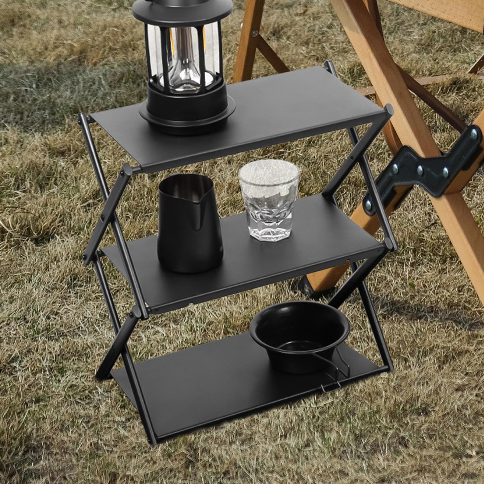 Estantes Plegables de Capas – Estante de Almacenamiento Multiusos para Camping, Estante Plegable portátil | Organizador de Almacenamiento Que Ahorra Espacio, Estante de Actividades al Aire Libre