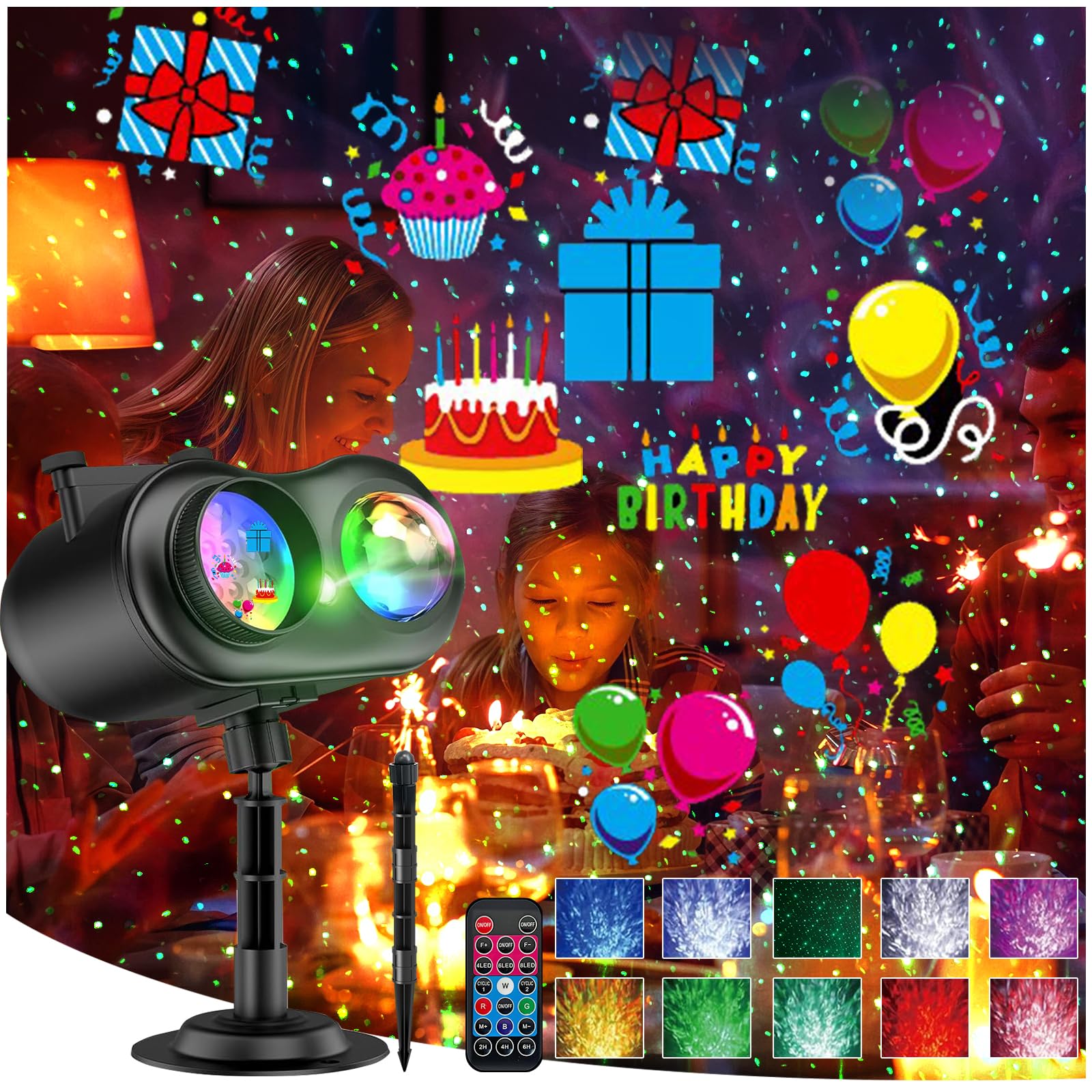 LIFFY Weihnachtsprojektor-Lichter für den Außenbereich – 3-in-1 HD-Effekte (Weihnachts-Laserlichter + Ozeanwelle + 10 Dias & 10 Farben), wasserdicht mit Timer, Urlaubs-Landschaftslicht für Innen- und