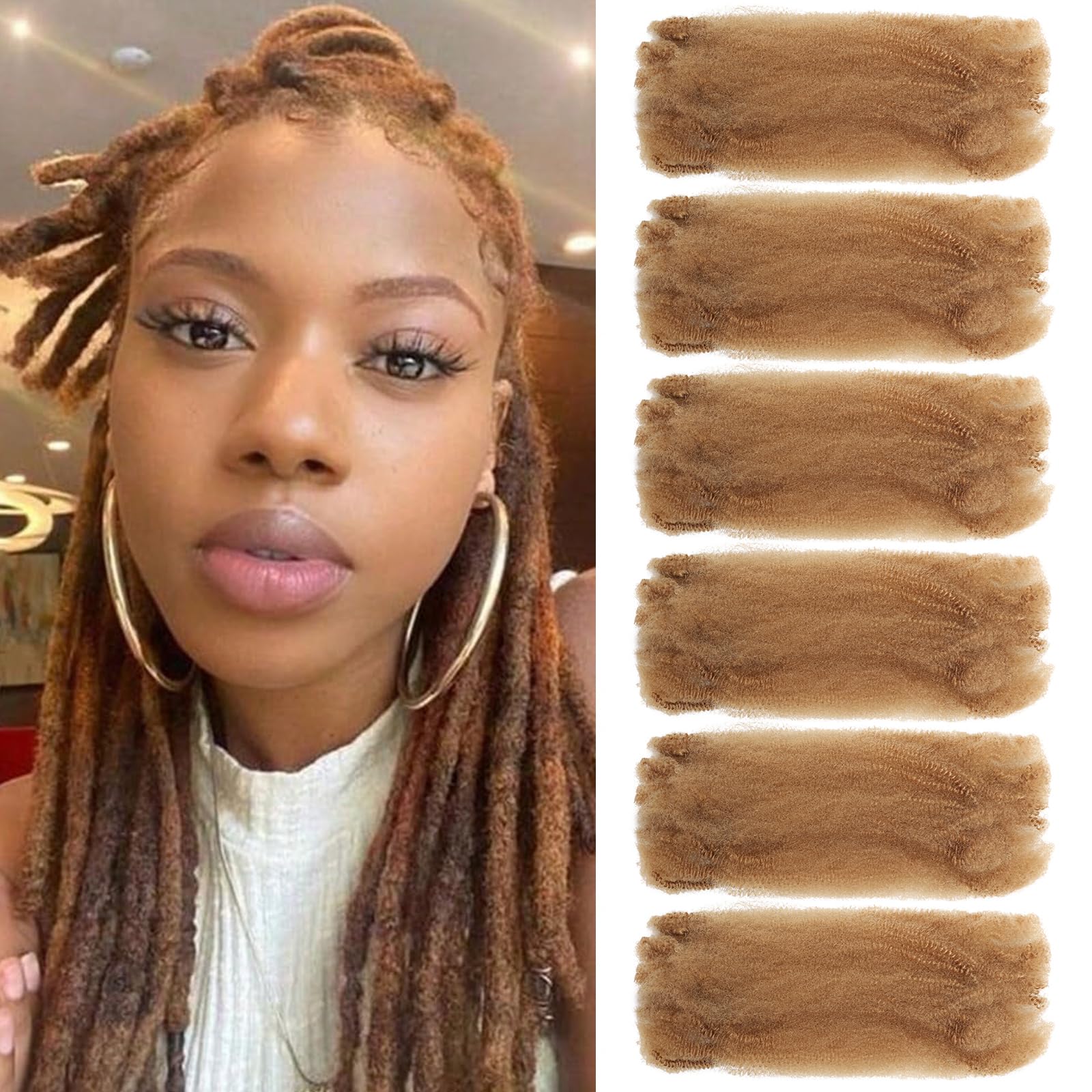 TOOPBIUTI Afro Kinky Bulk Hair 16 Inch Spring Twist Braiding Hair Bulk Locs Dreadlock Extensions Afro Kinky Curly Crochet Braid (27#
